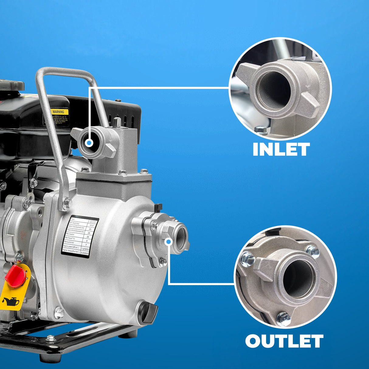 XtremepowerUS Portable 79CC Gas Gasoline Water Pump 3HP 4-Stroke Engine 36GPM 1-Inch