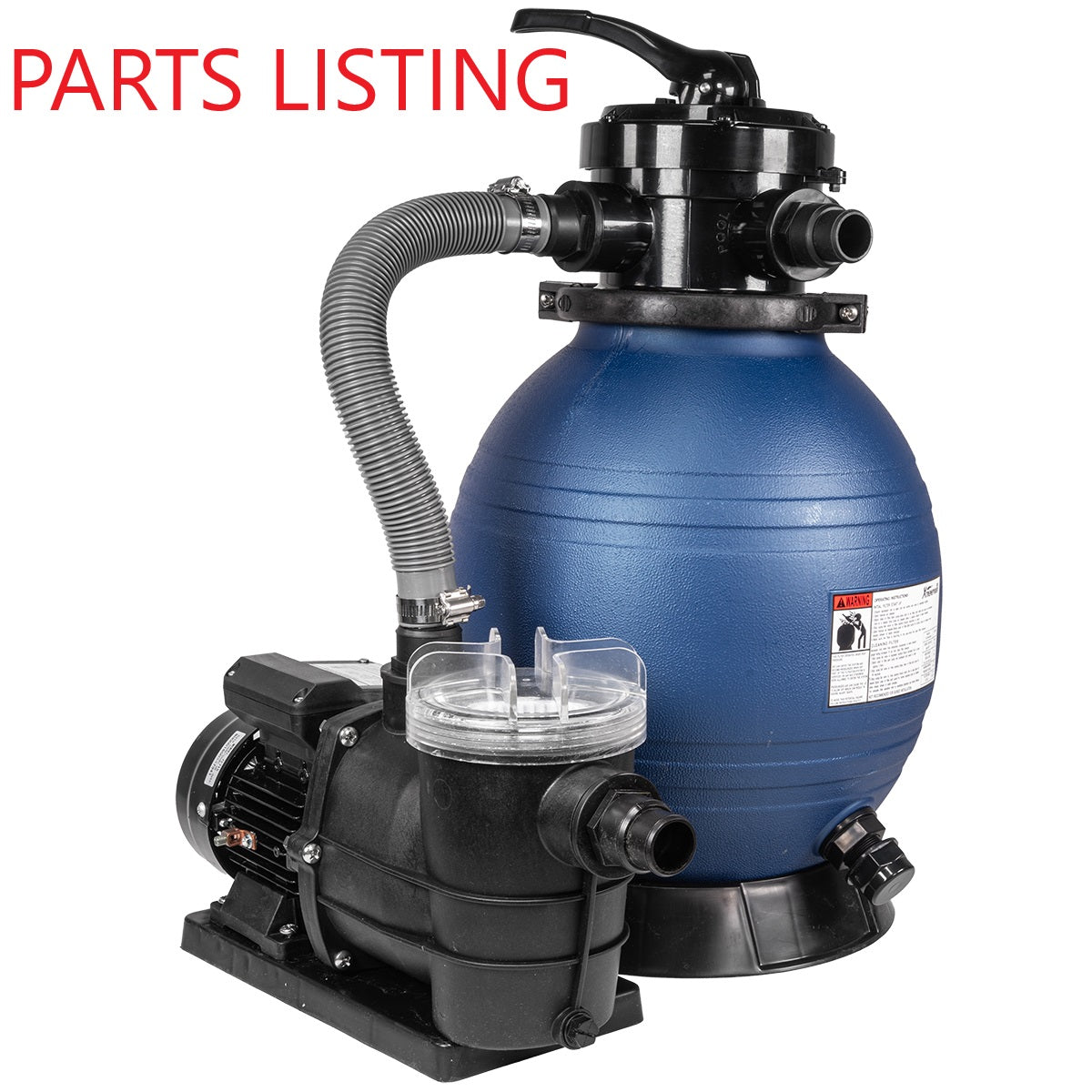 75110 PARTS LISTING POOL SAND FILTER 13" W/ PUMP 3/4HP ABOVEGROUND