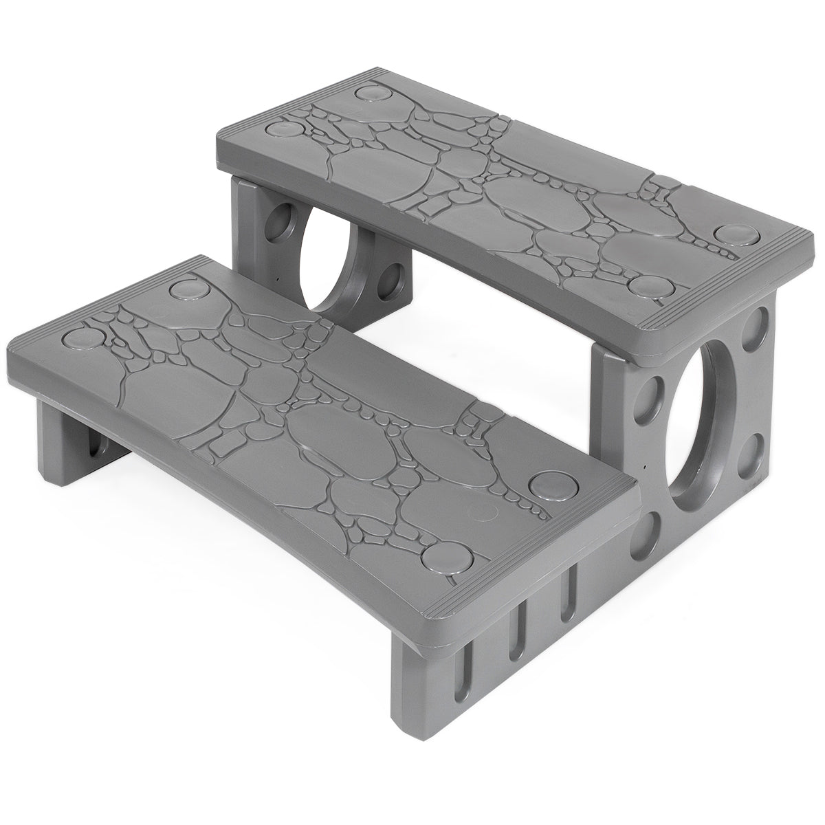 XtremepowerUS Multi-Purpose 2-Step Spa Hot Tub Pool RV Campers Deck Steps, Grey