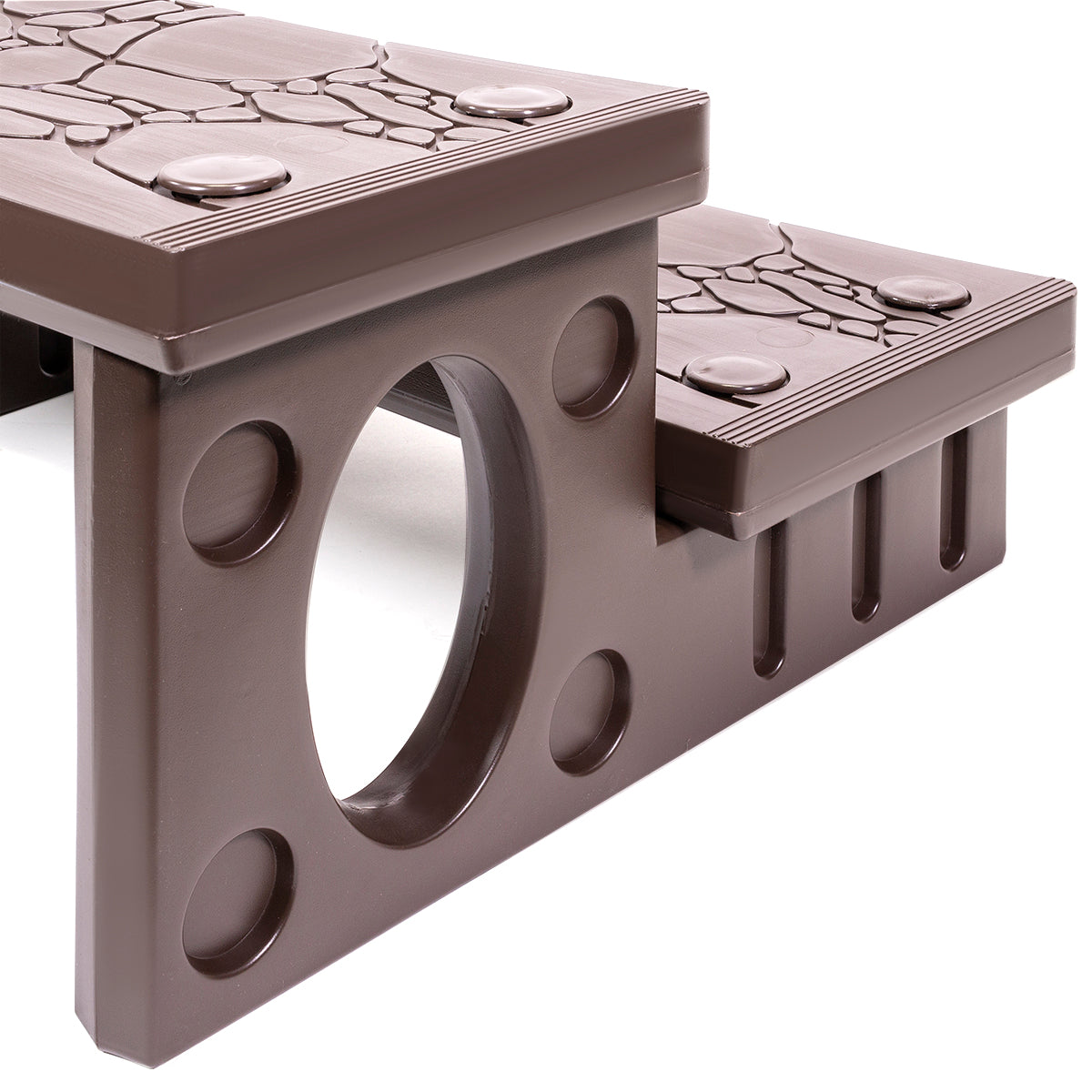 XtremepowerUS Multi Purpose 2-Step Spa Hot Tub Pool RV Campers Deck Steps, Mocha