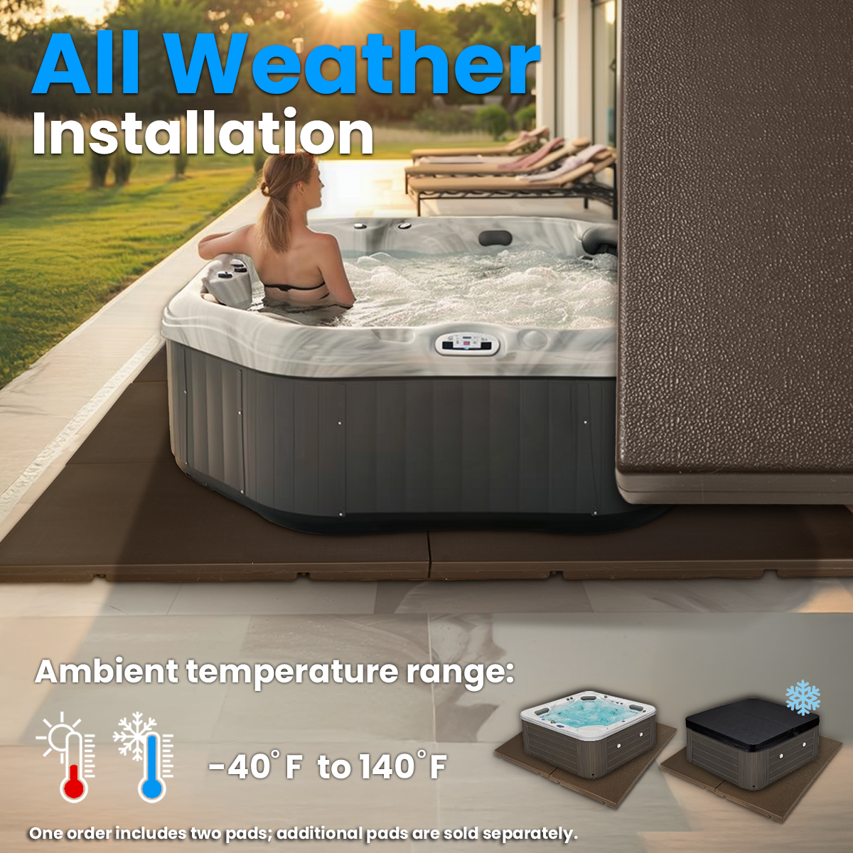 XtremepowerUS Heavy Duty Spa Pad Hot Tub Connectable 32" x 48", Brown (2 Pack)