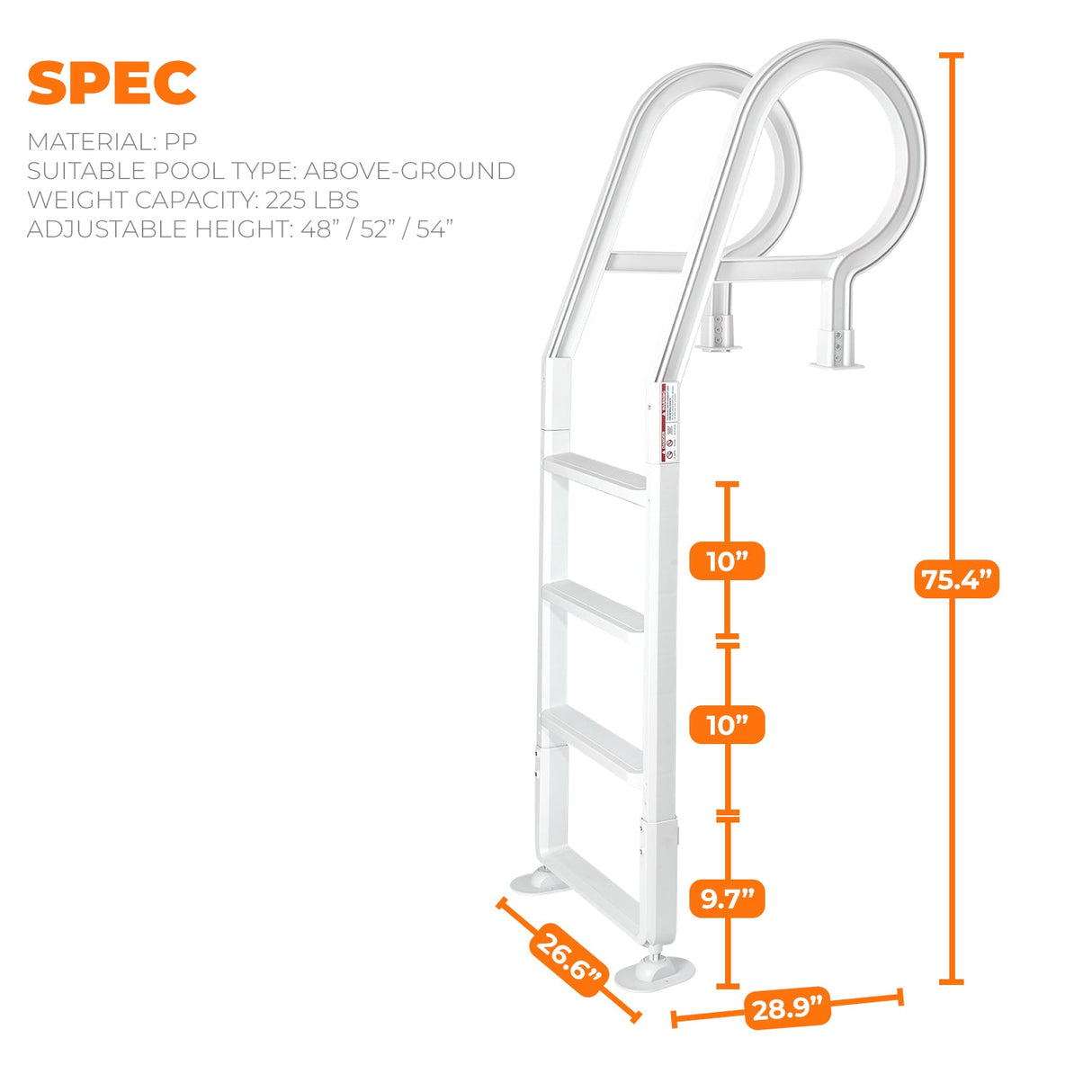 XtremepowerUS Adjustable Swimming Pool Ladder 4-Step for Entry Exit Ladder