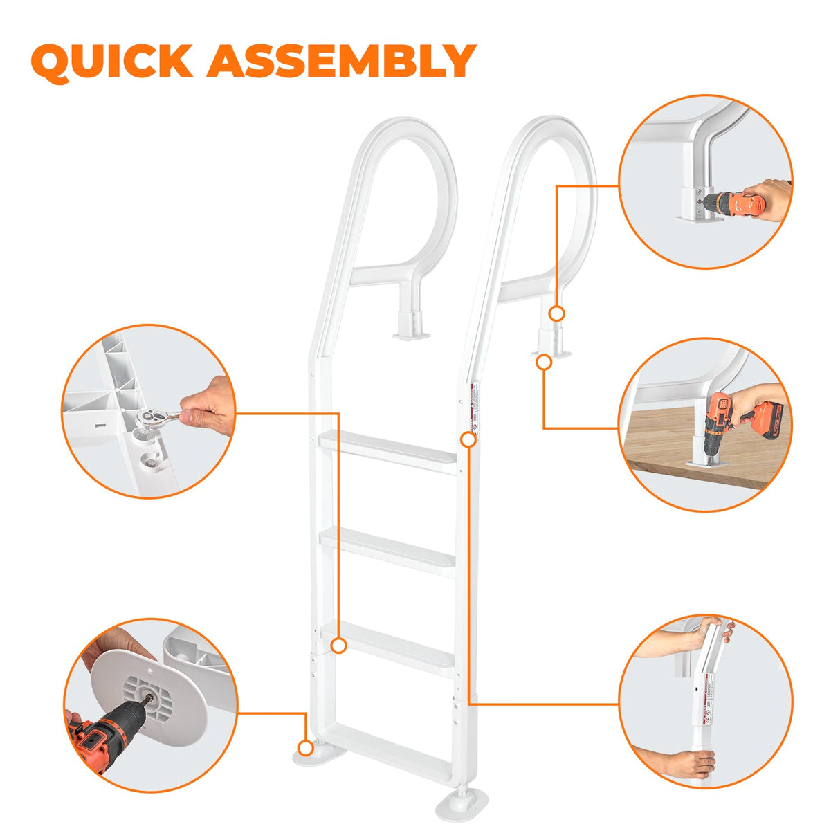 XtremepowerUS Adjustable Swimming Pool Ladder 4-Step for Entry Exit Ladder