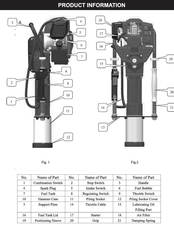 81010-XP GAS POWERED EPA 52CC T-POST DRIVER 2-STROKE - XTREMEPOWERUS PARTS LISTING
