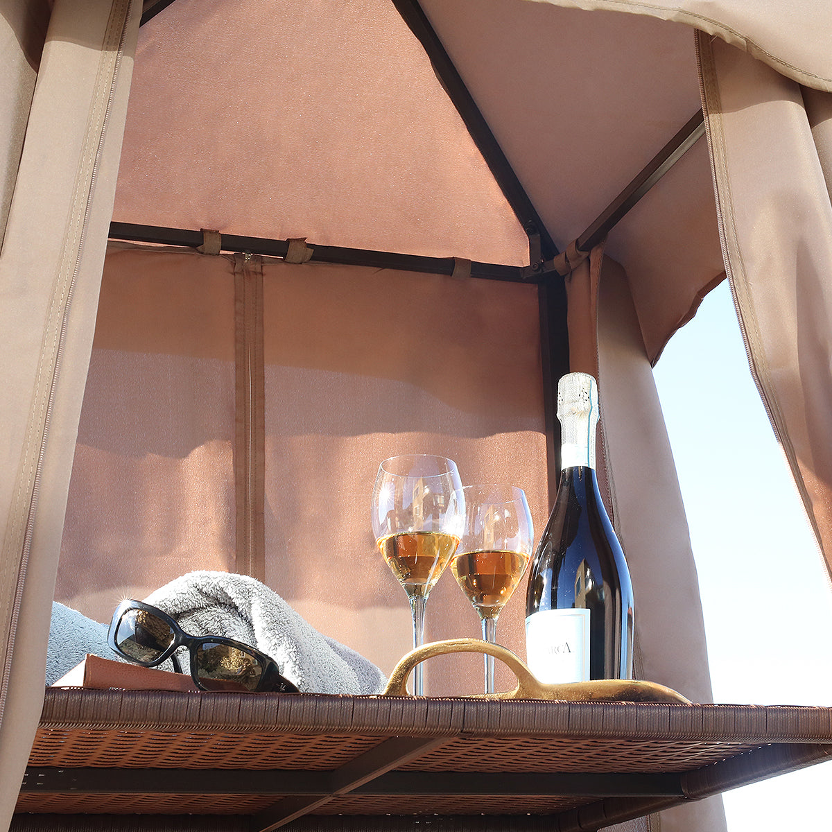 Barton Rolling Towel Caddy All-Wicker Outdoor Patio Furniture Organizer Wicker