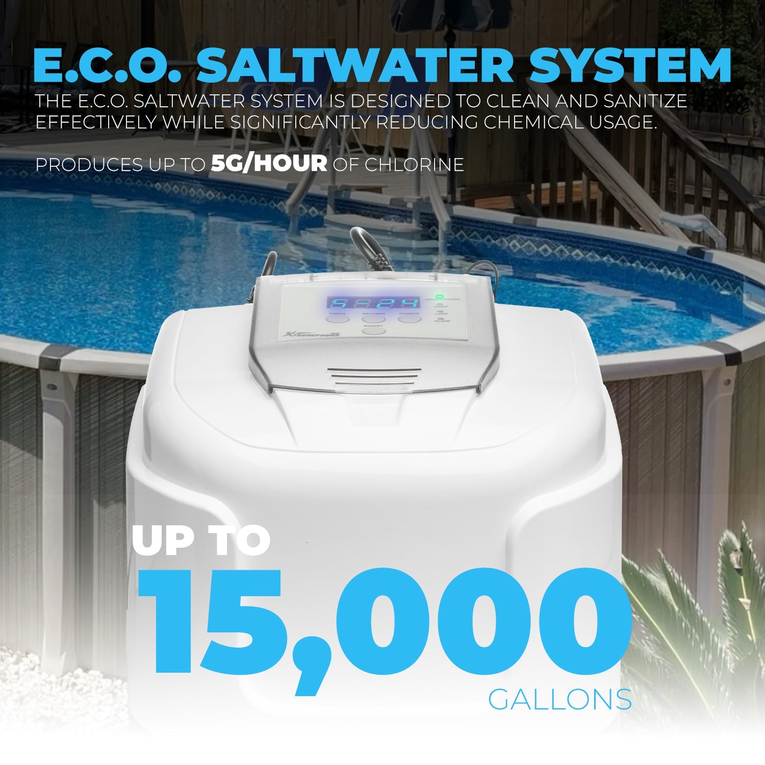 XtremepowerUS Salt Water Pool Chlorine System 15,000 Above Ground Pools w/ E.C.O