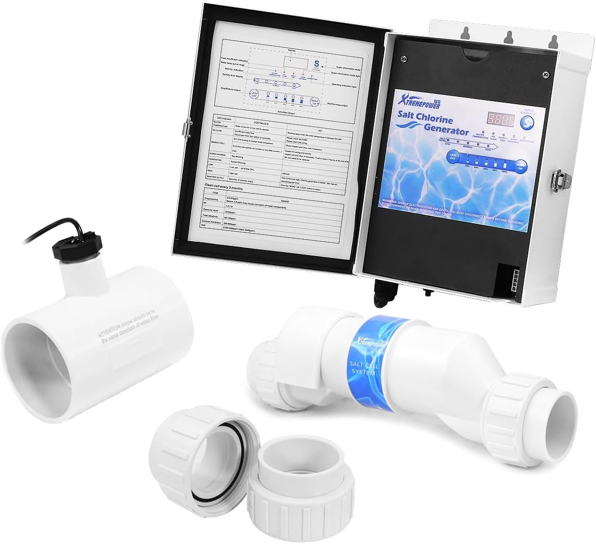 Pool Chlorine Generator System With Flow Switch & Salt Cell for 40k Gallons Pool