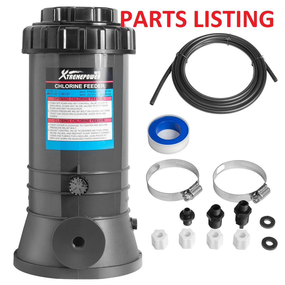 90156 CHLORINATOR FEEDER AUTO OFFLINE W/ CONTROL VALVE 9 LBS PARTS LISTING