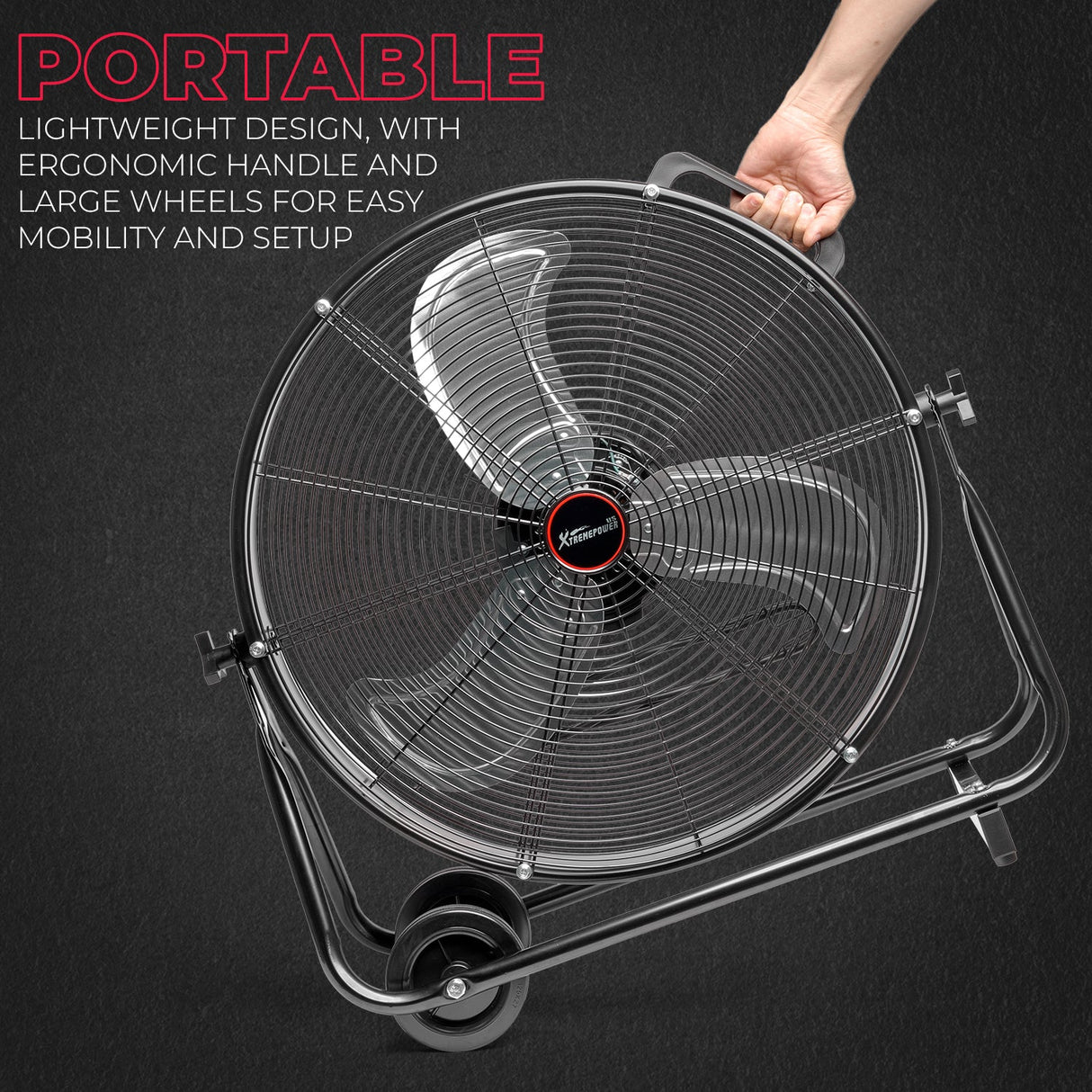 XtremepowerUS 24" Commercial Rolling Drum Warehouse Floor Fan Shop 3 Adjustable