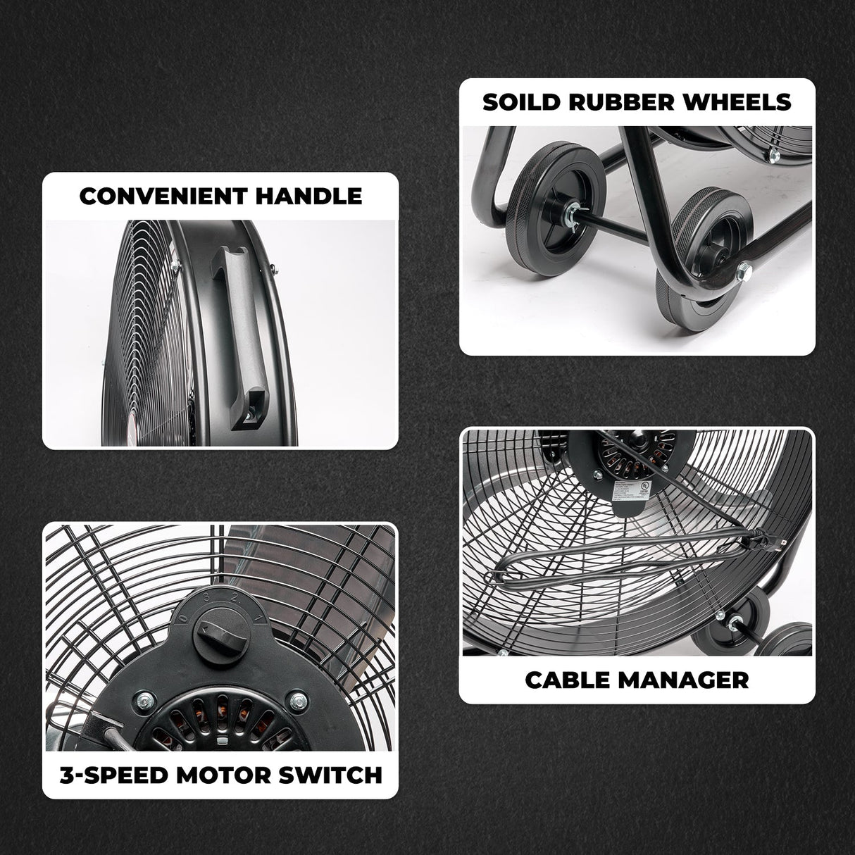 XtremepowerUS 24 inch Floor Fan Warehouse Floor Fan Shop 3 Adjustable, 2 Pack