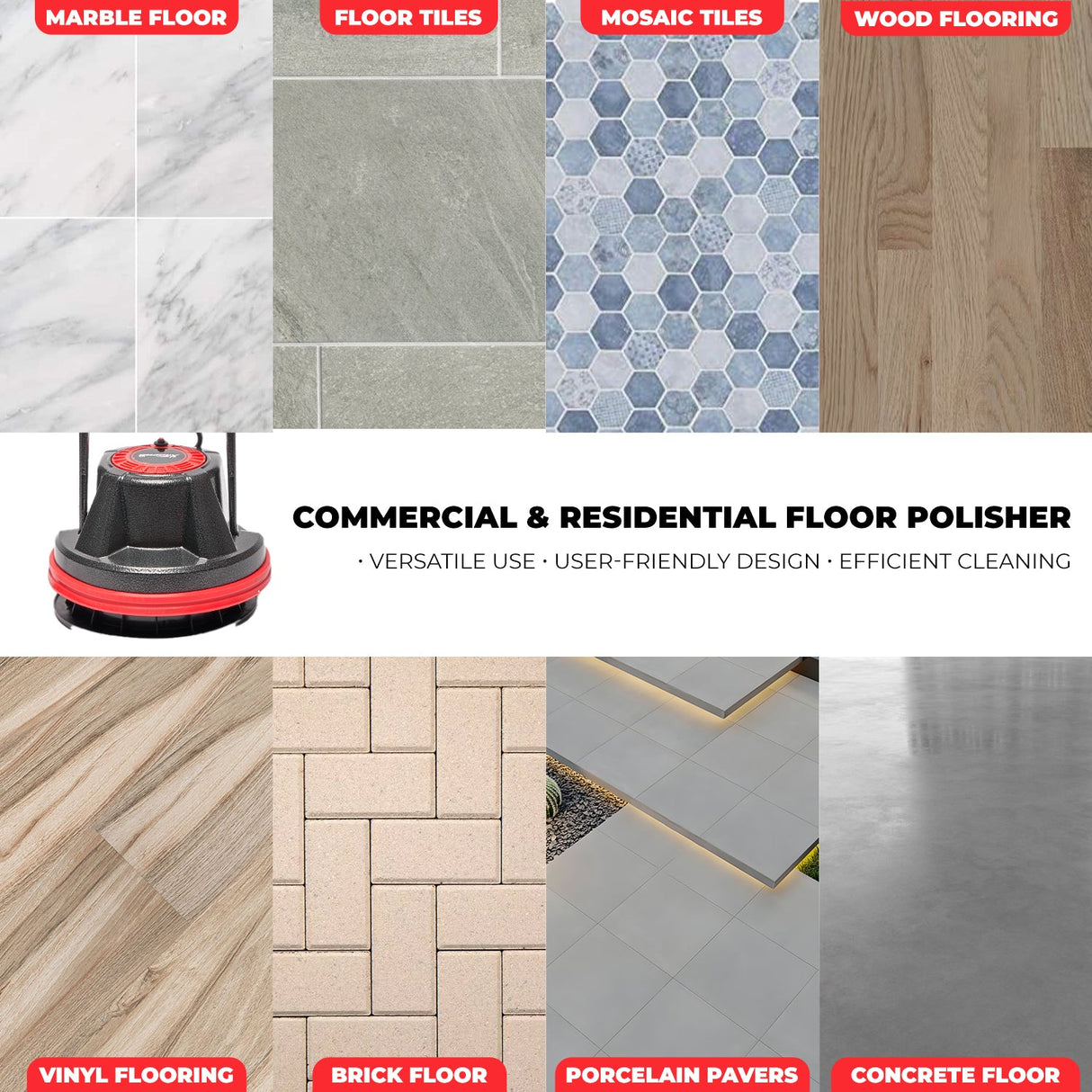 XtremepowerUS 10" Multi-Purpose Floor Polisher Cleaner Machine, 39-ft Power Cord