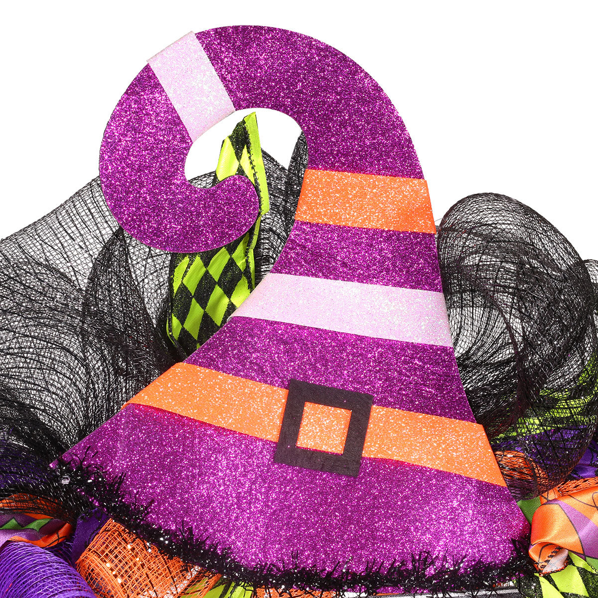 Barton 24" Halloween Witch Wreath Hat Legs Pumpkin Front Door Decor Decoration