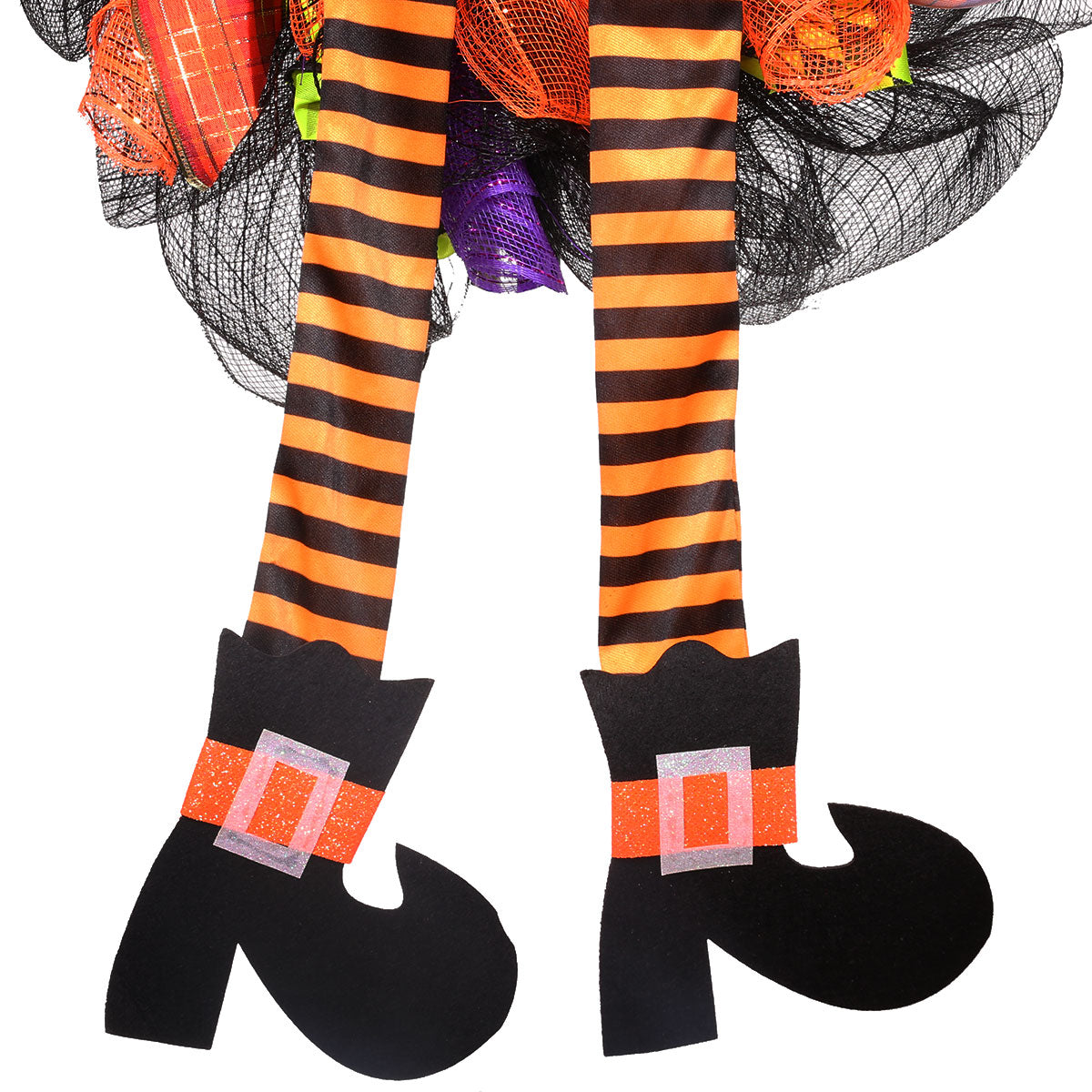 Barton 24" Halloween Witch Wreath Hat Legs Pumpkin Front Door Decor Decoration