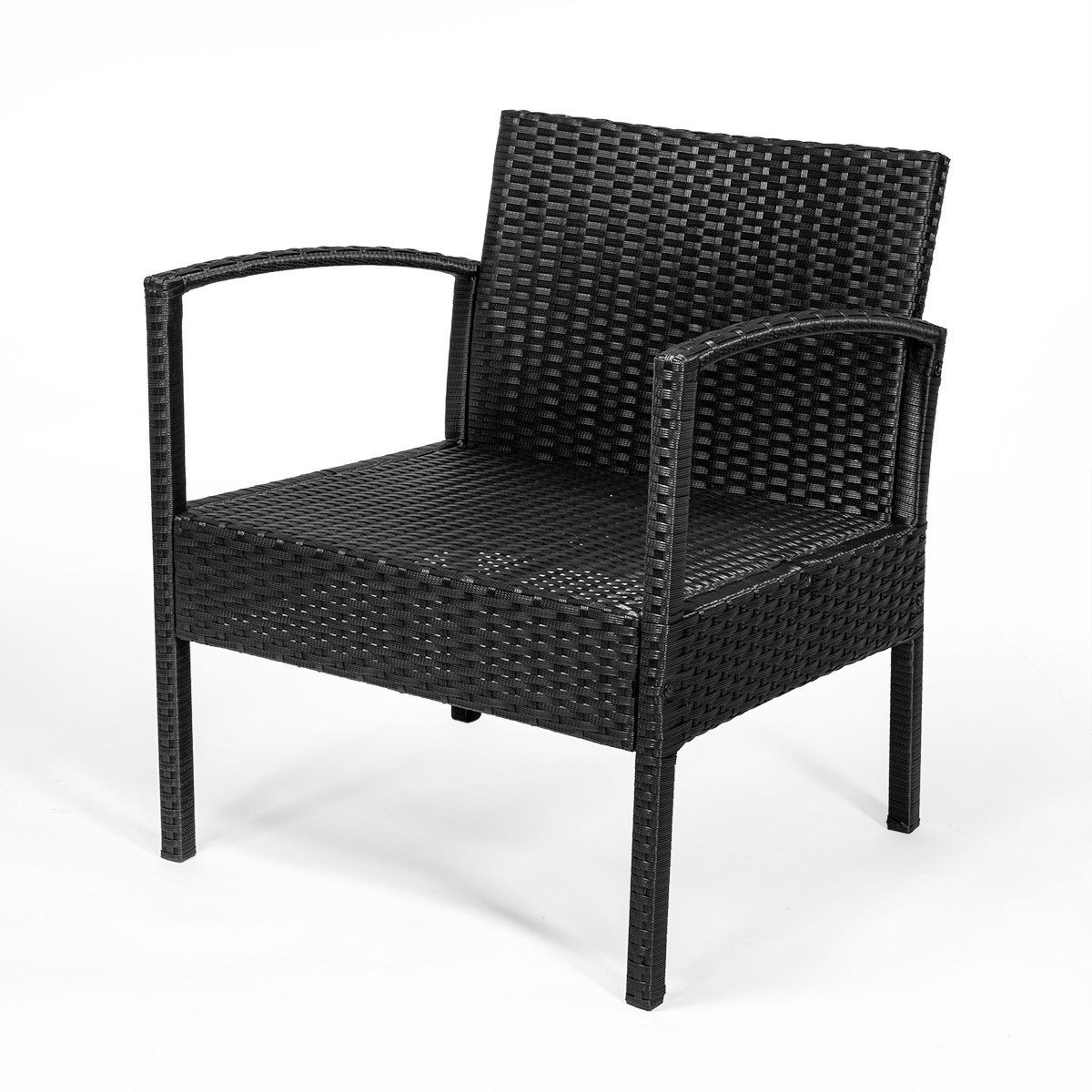 Barton 3 Pieces Outdoor Patio Set Wicker Rattan Chair Conversation W/ Table Set