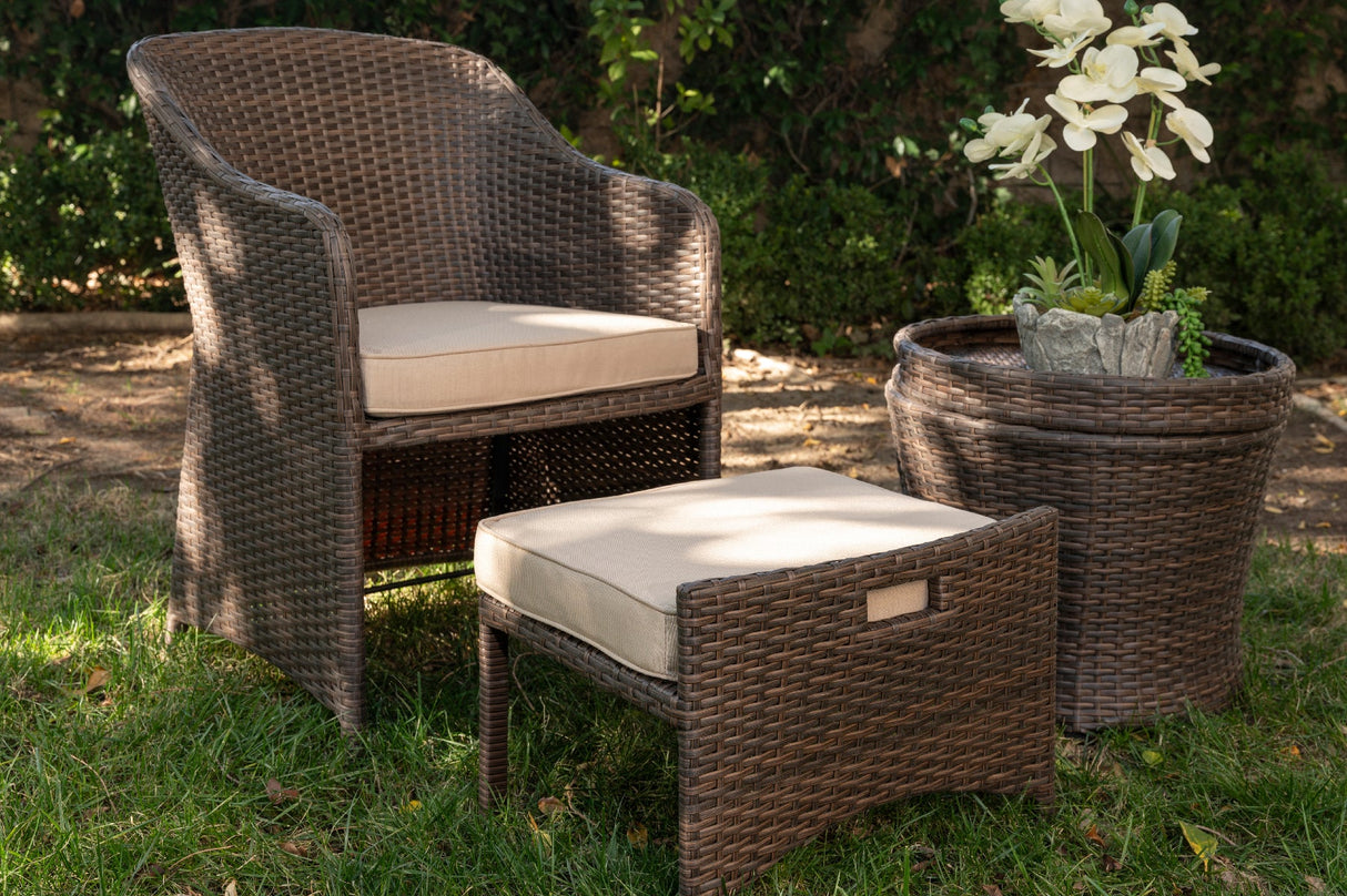 Barton 5 Piece Bistro Sofa Set W/ Cushions 2 Chairs 2 Ottomans Table No Required