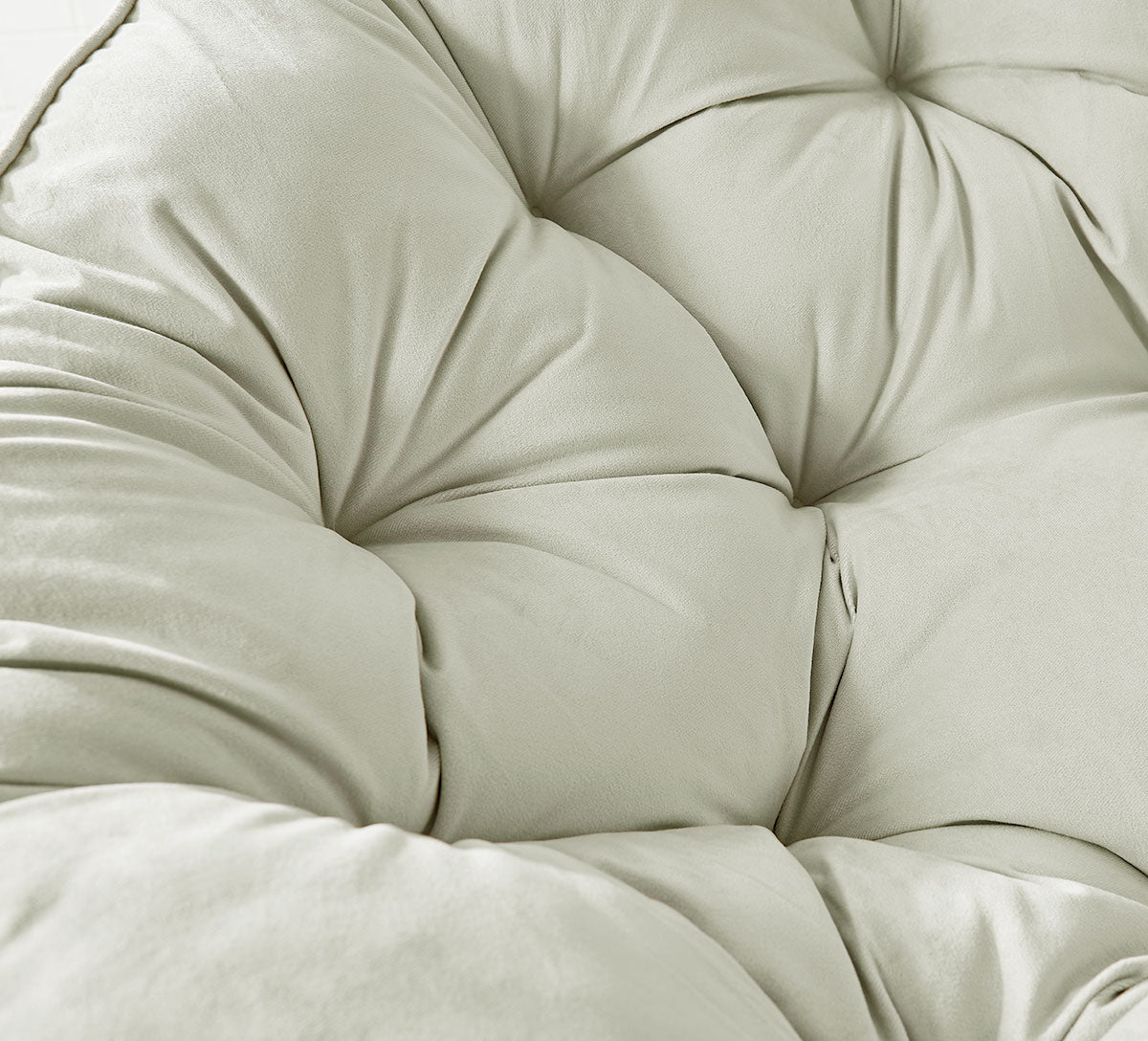 Moon Papasan Chair with Tufted Pillow Cushion Steel Stand Indoor/Outdoor Cream