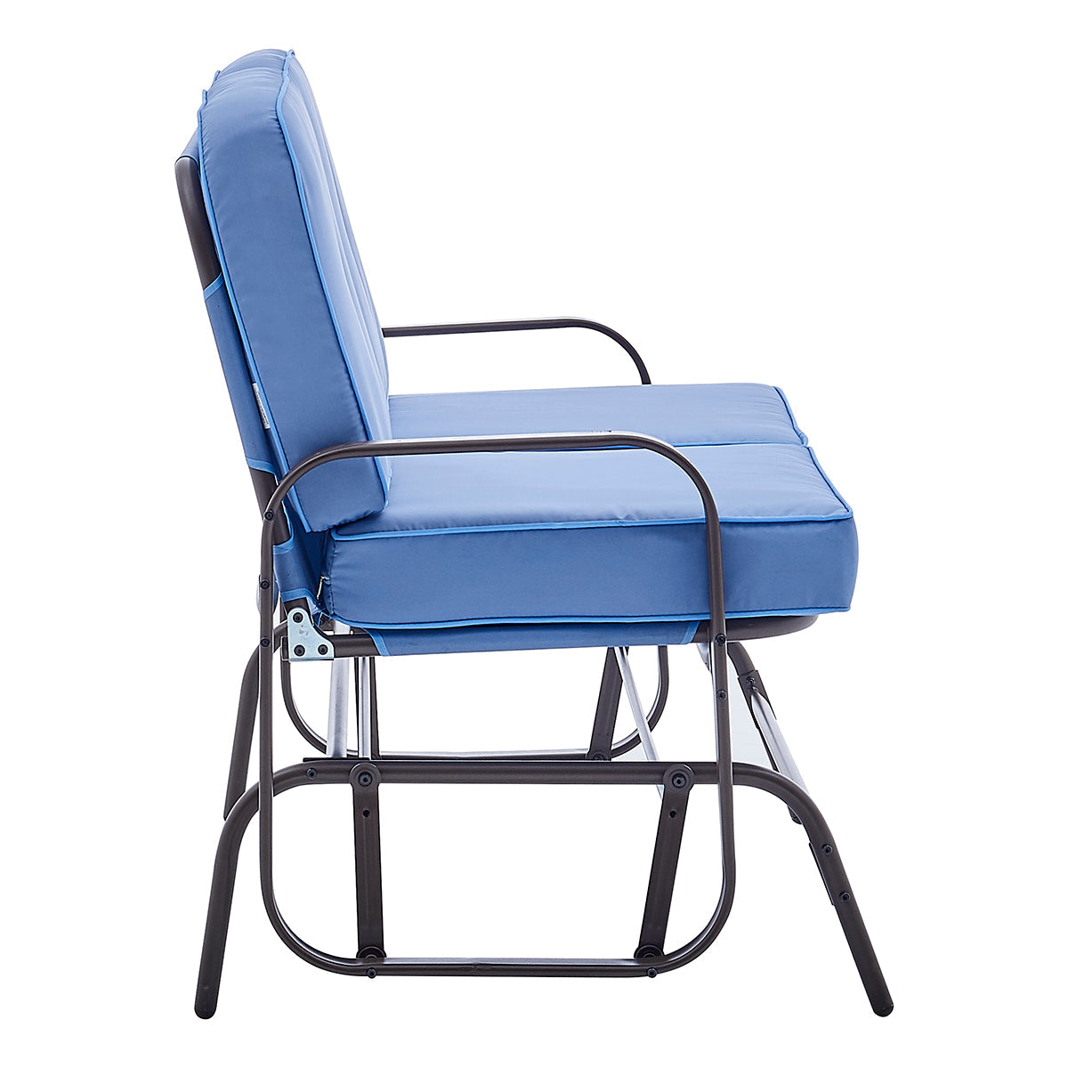 Barton Outdoor 2-Person Glider Bench Patio Rocking Loveseat Cushioned Seat, Blue