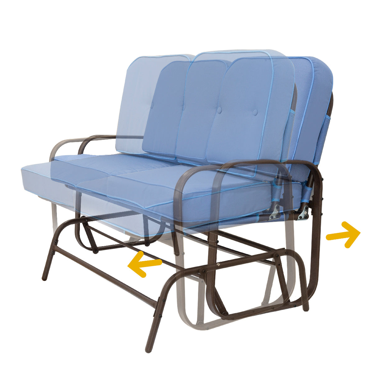 Barton Outdoor 2-Person Glider Bench Patio Rocking Loveseat Cushioned Seat, Blue