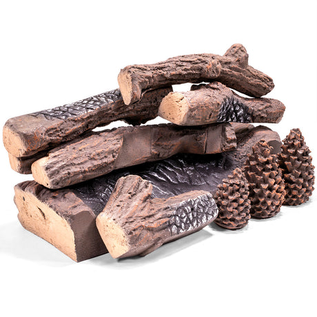 Barton Realistic Flame Large Ceramic Wood Realistic Flame Firepit Log Kit