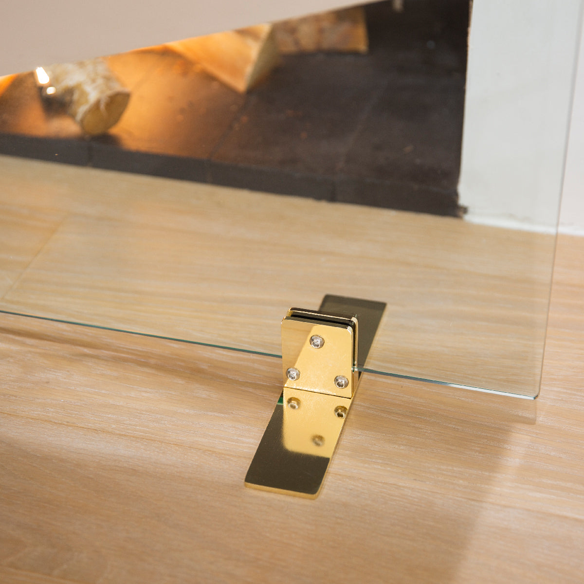 Barton 46" x 33" Fireplace Screen Guard Panel Tempered Glass Spark Clear Stand