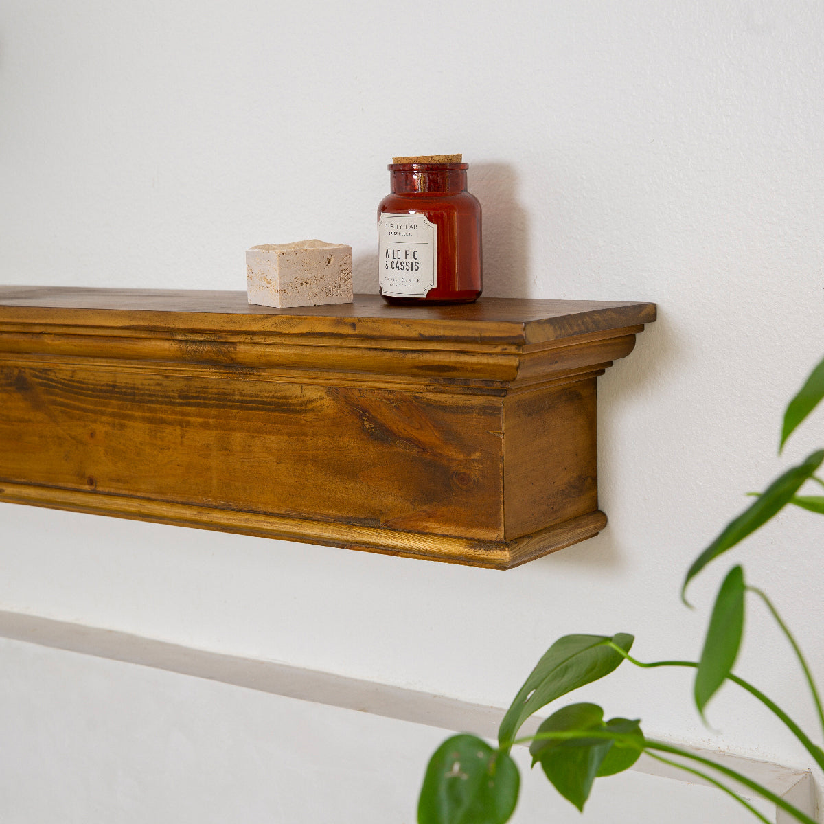 Barton 48" Floating Vintage Wood Fireplace Mantel Wall Shelf Beam Easy Mount Ash