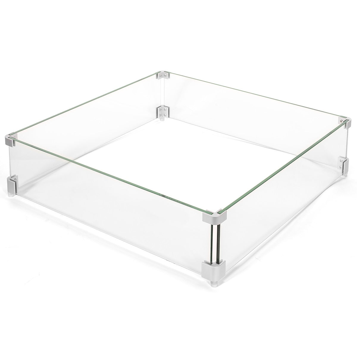 Barton 24" x 24" Outdoor Firepit Table Tempered Glass Wind Guards Square Wind
