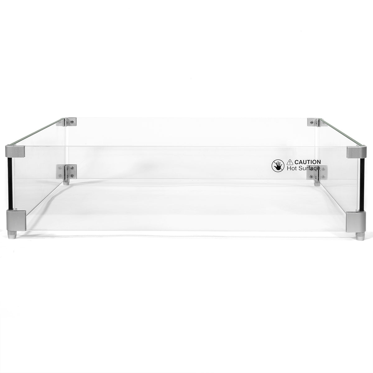 Barton 24" x 24" Outdoor Firepit Table Tempered Glass Wind Guards Square Wind