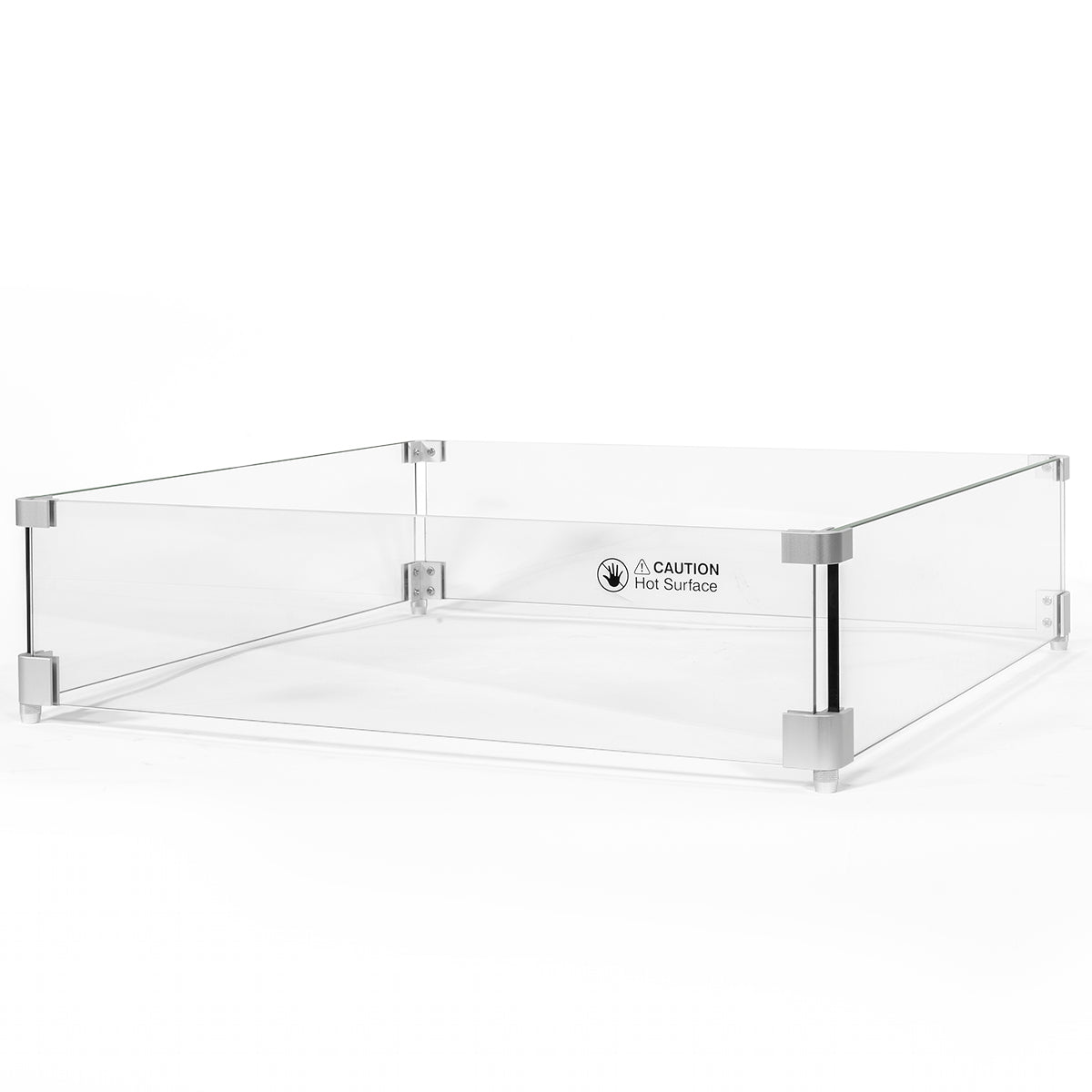 Barton 24" x 24" Outdoor Firepit Table Tempered Glass Wind Guards Square Wind