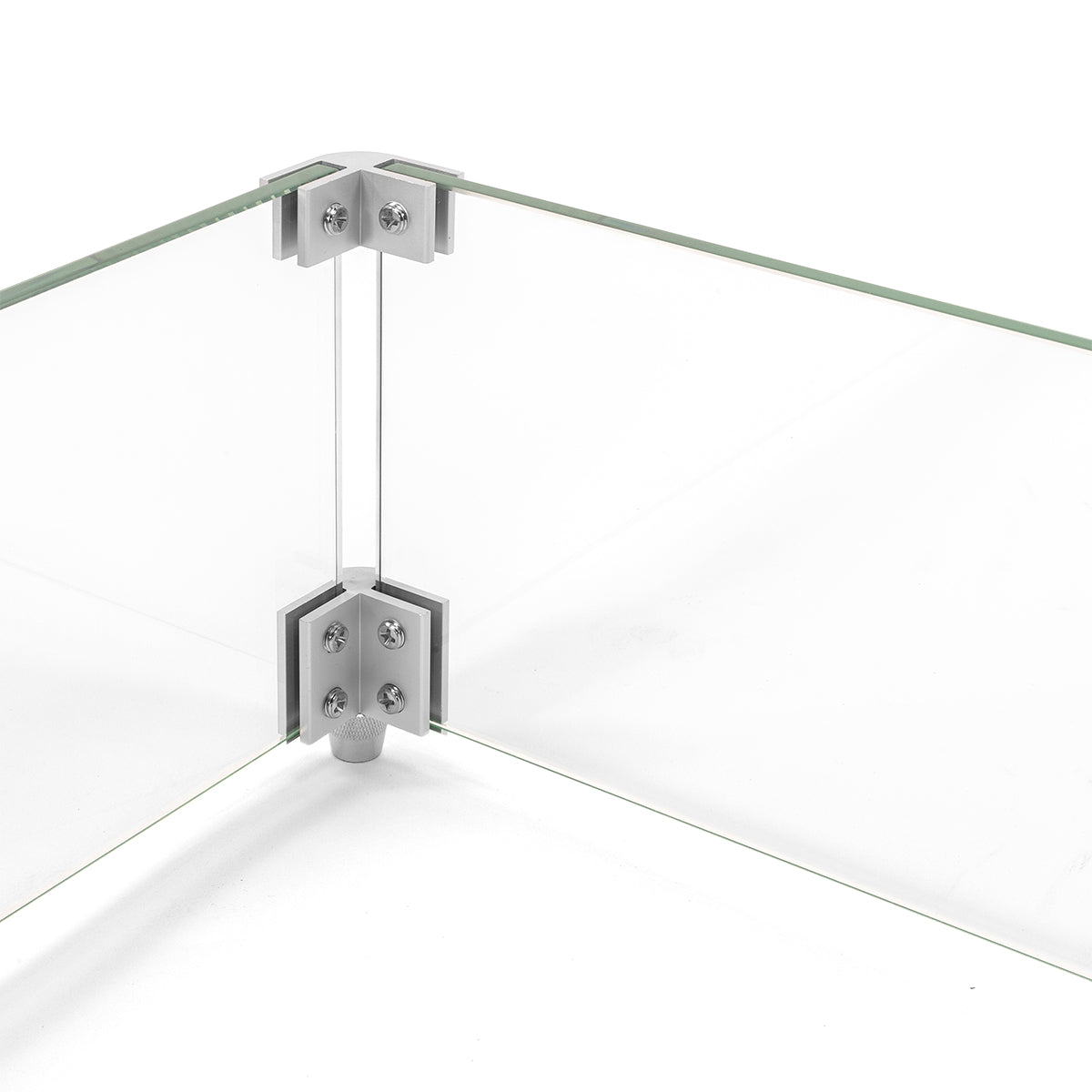 Barton 24" x 24" Outdoor Firepit Table Tempered Glass Wind Guards Square Wind