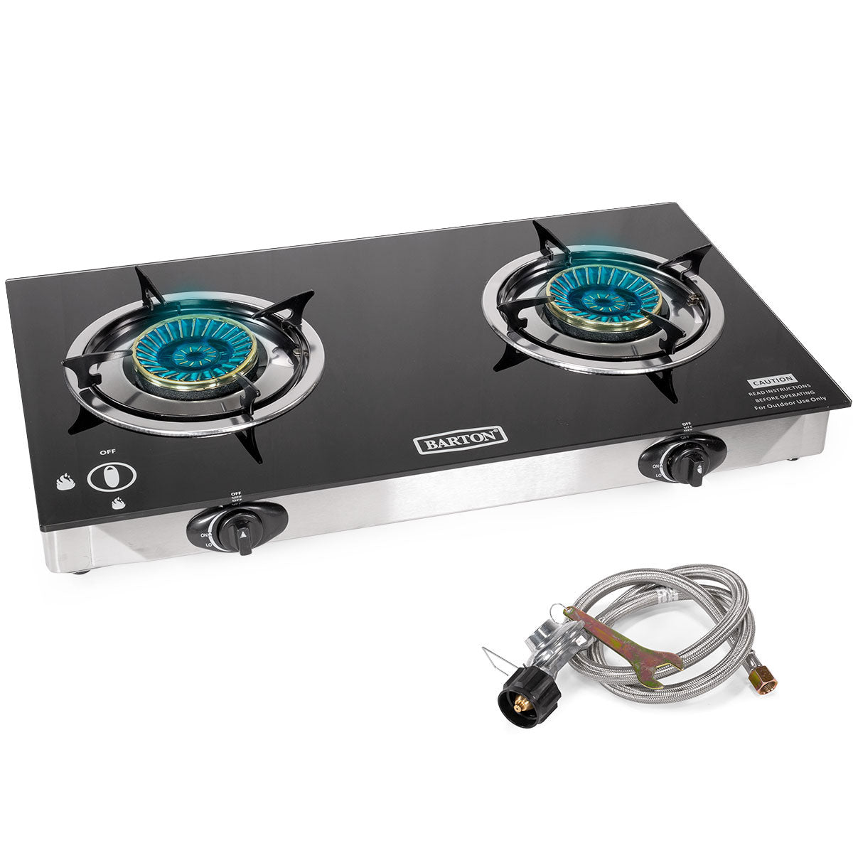 XtremepowerUS 25,516 BTU Dual Burner Stove With Auto Ignition Glass Top Stove