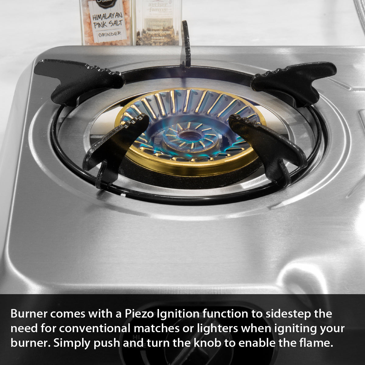 XtremepowerUS 25,516 BTU Double Burner Stove Auto Ignition Cooktop Propane Hose