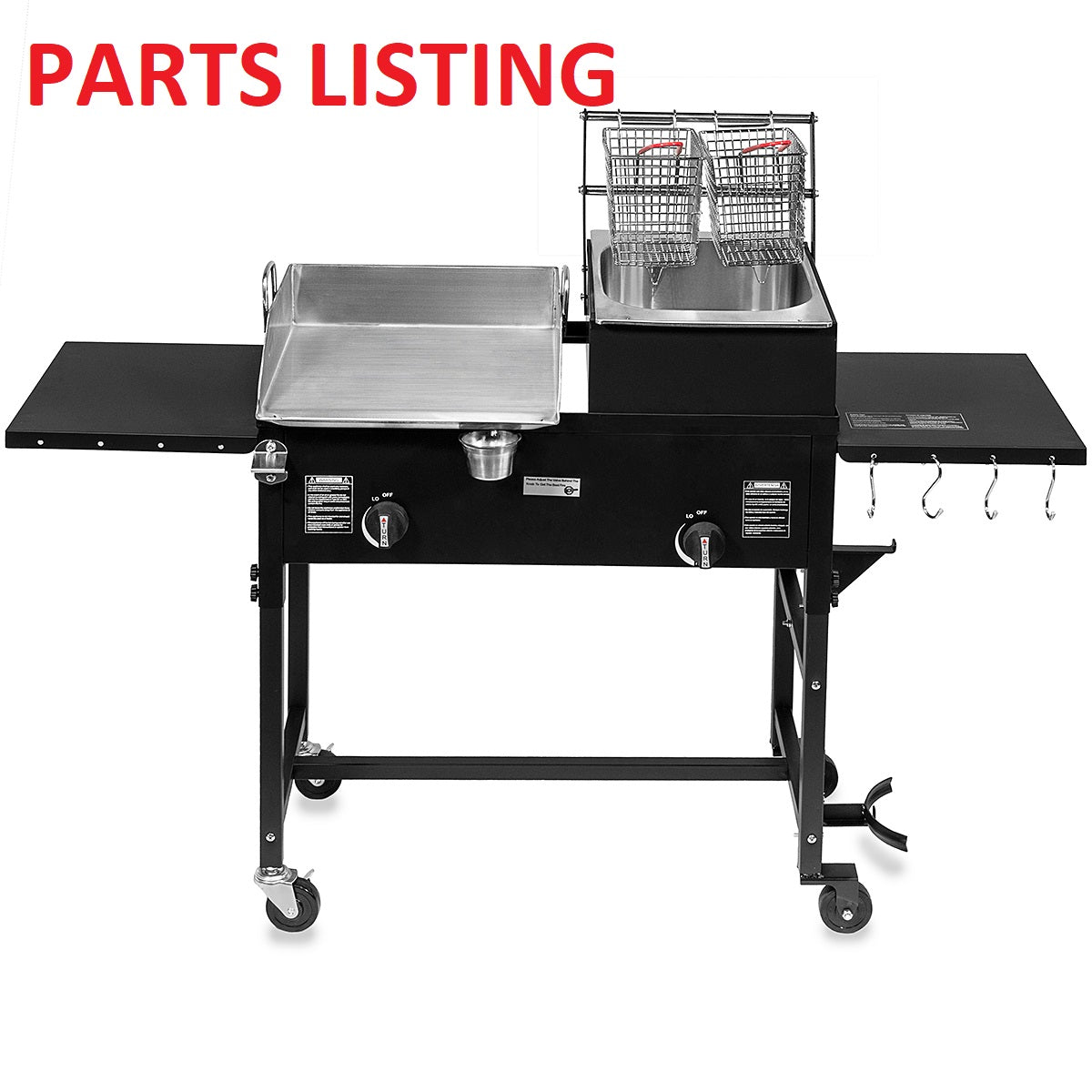 95534(KIT95534) STOVE OUTDOOR DOUBLE BURNER W/ TWO SIDE SHELVES PARTS LISTING