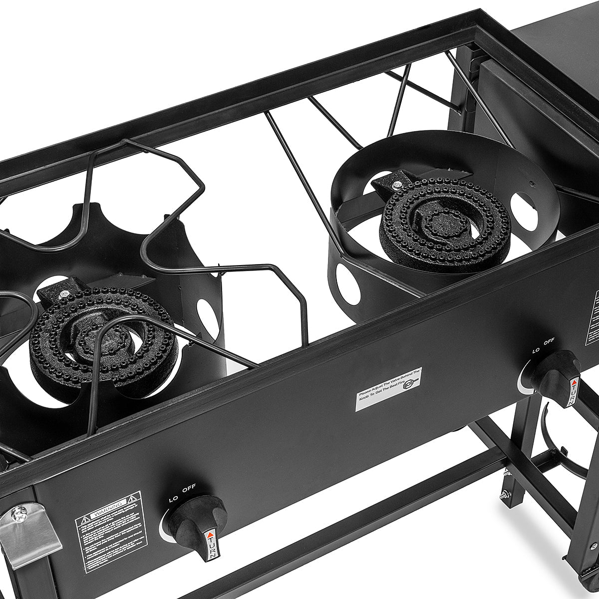 Barton 58,000 BTU Outdoor Double Burner Stove Griddle Deep Fryer w/ Side Shelves