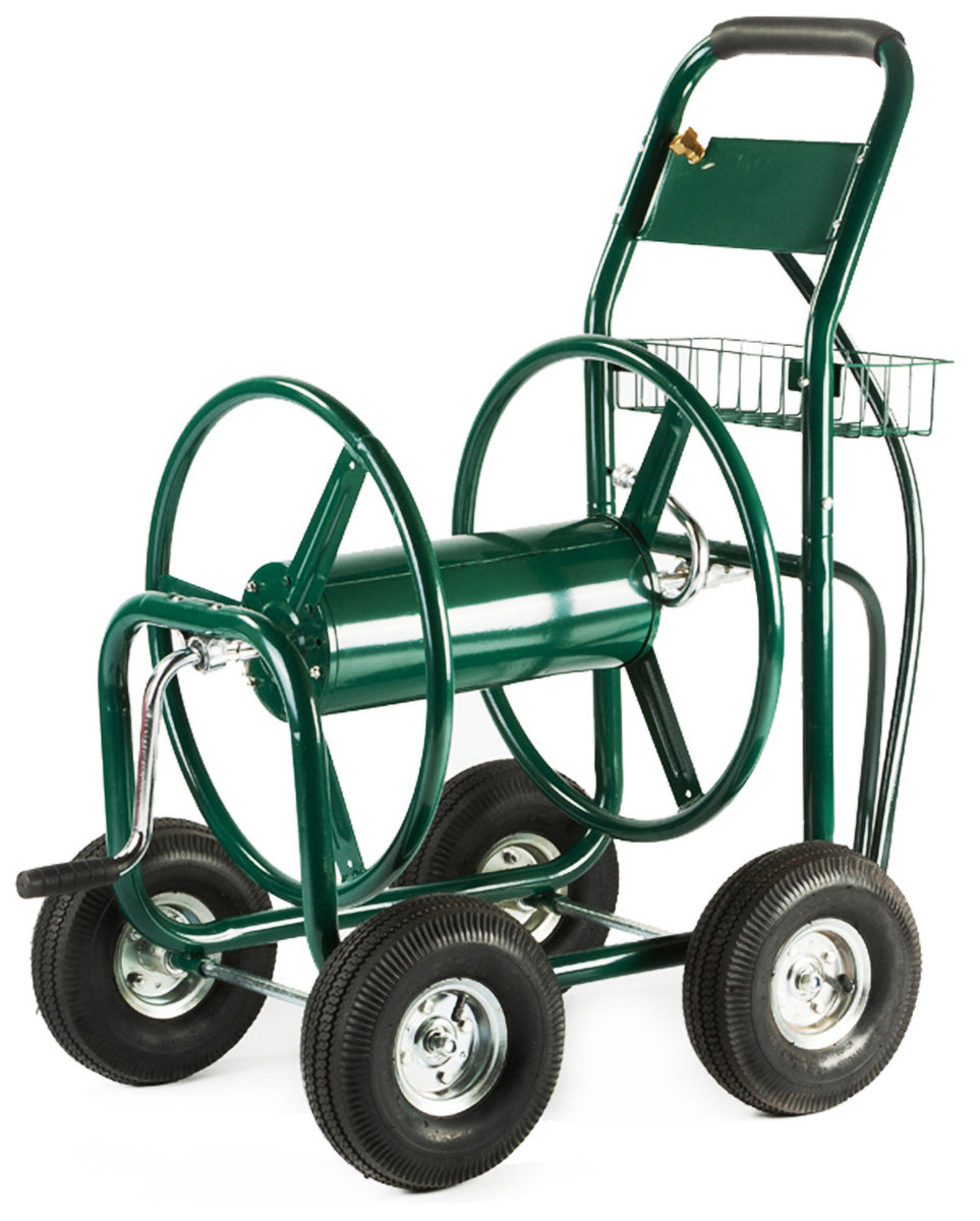 Hose Reel Cart Green Wheels 300'ft Capacity Outdoor Patio Garden Reel