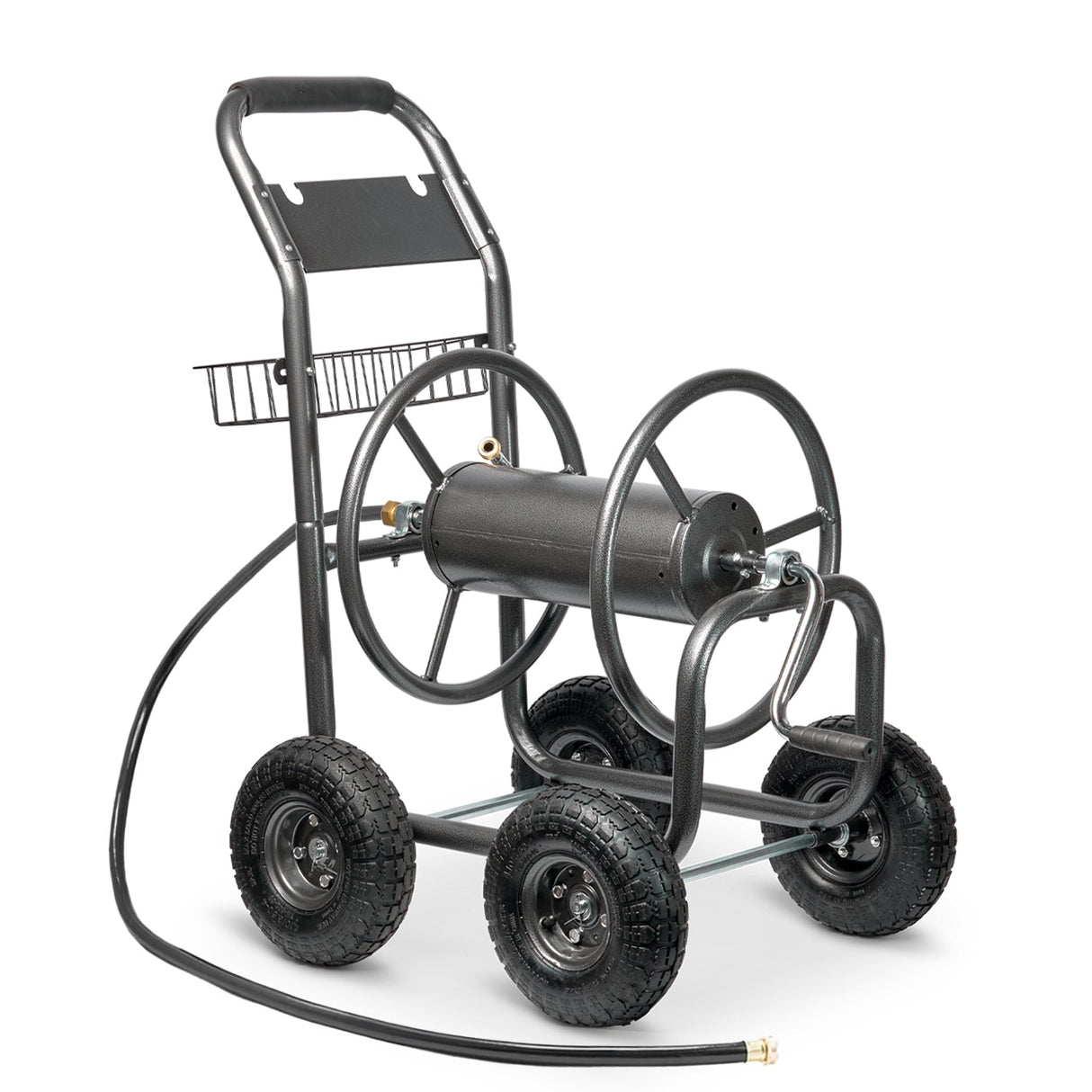 XtremepowerUS Outdoor 300' Hose Reel Cart Capacity Patio Garden w/ Wheels, Grey