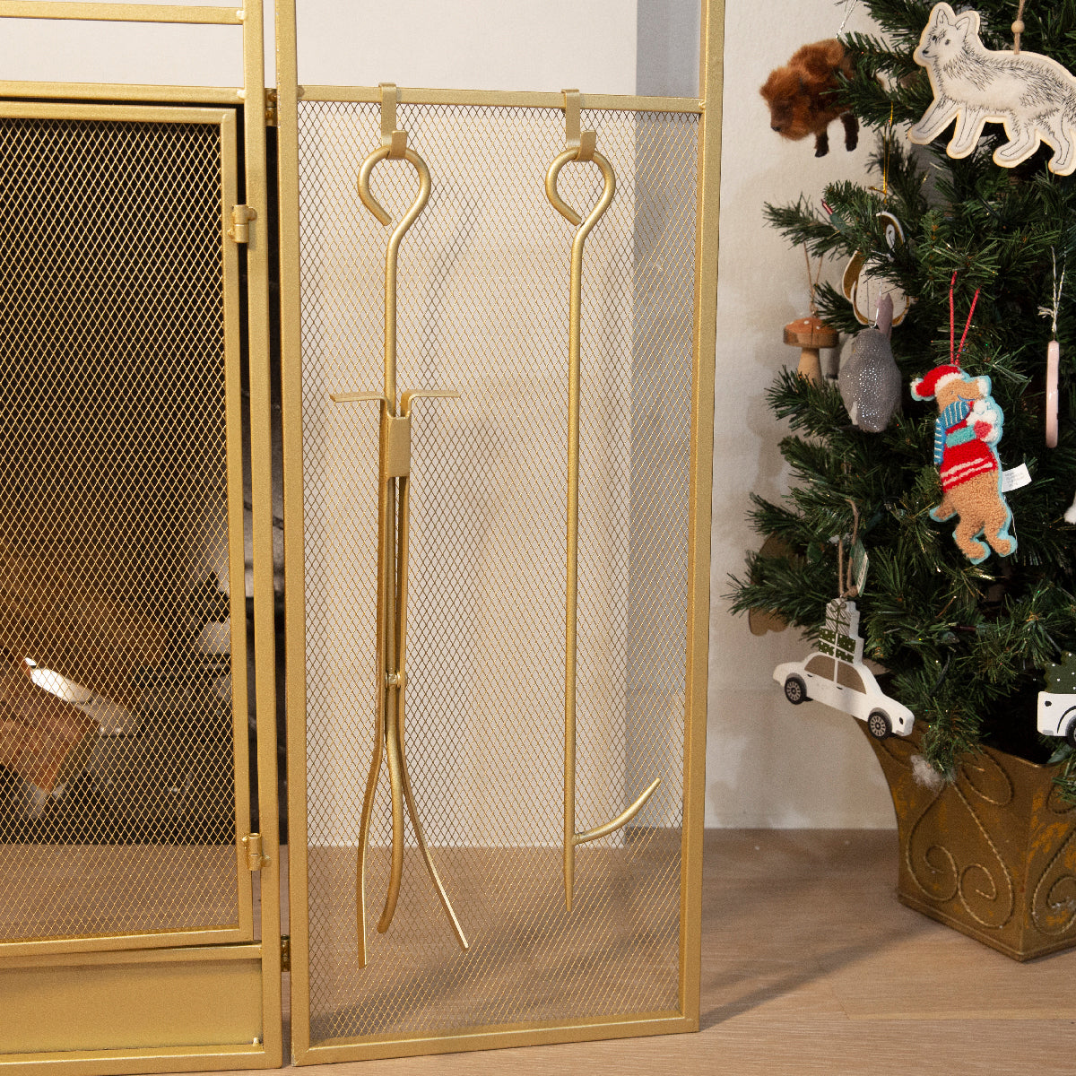 Barton 48" Fireplace Screen Fire Spark Guard Hinged Doors With Fireplace Tools