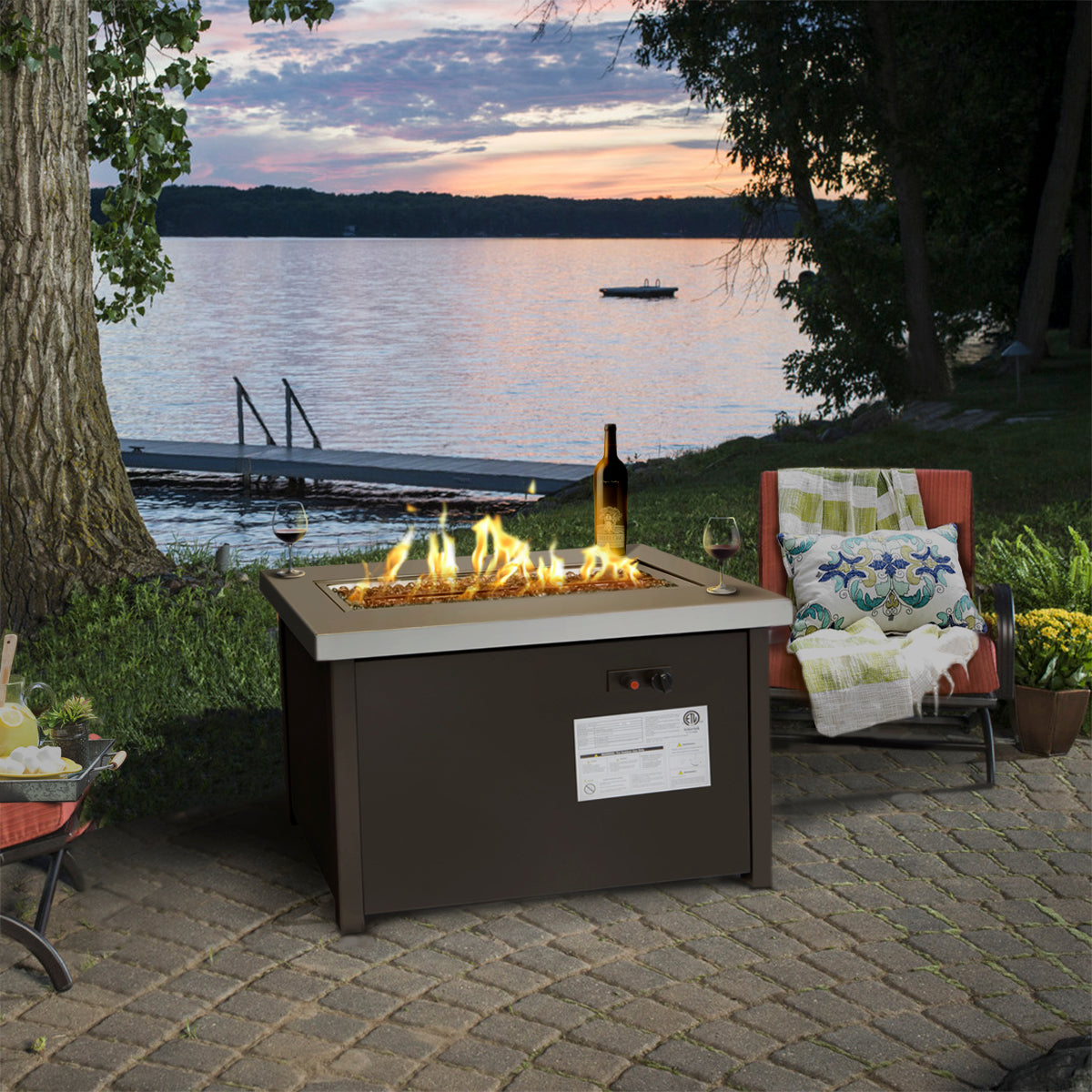 Barton LPG Fire Pit Outdoor Gas Fireplace Propane Heater Patio Backyard Deck