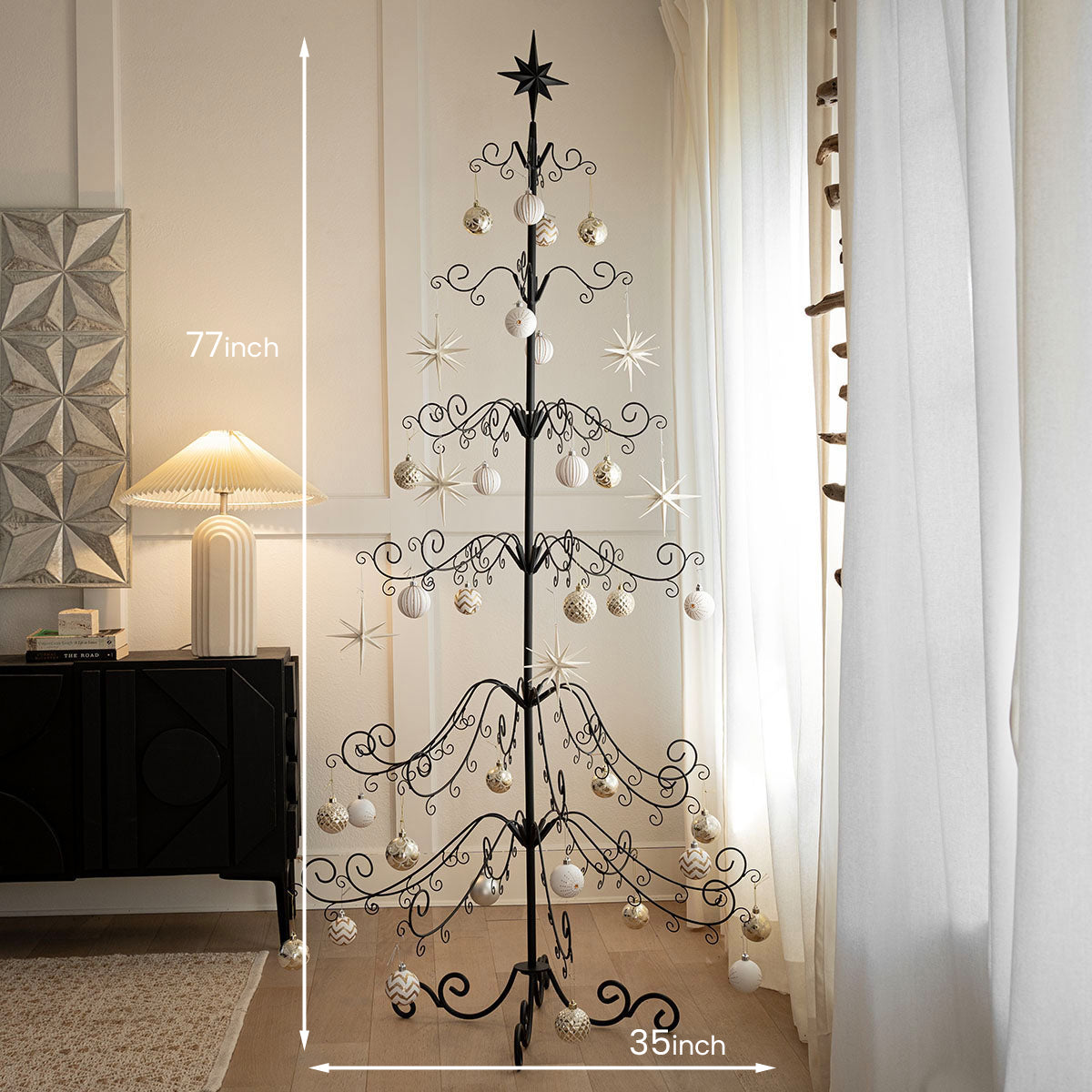 Barton 6.4ft Wrought Christmas Tree Ornament Display Stand Holder Hang Wire Hook