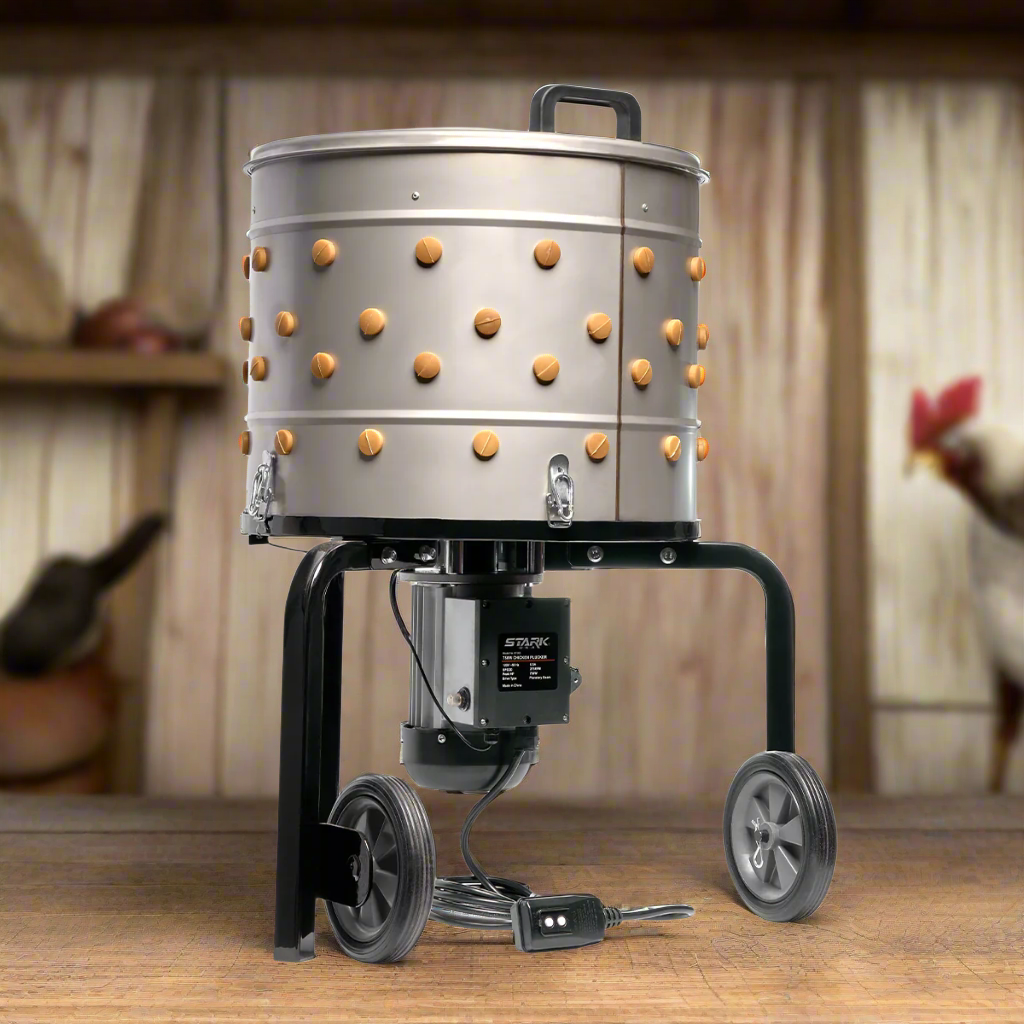 Stark USA 750W Chicken Plucker, 92 Natural Soft Fingers 20" Drum Stainless Steel