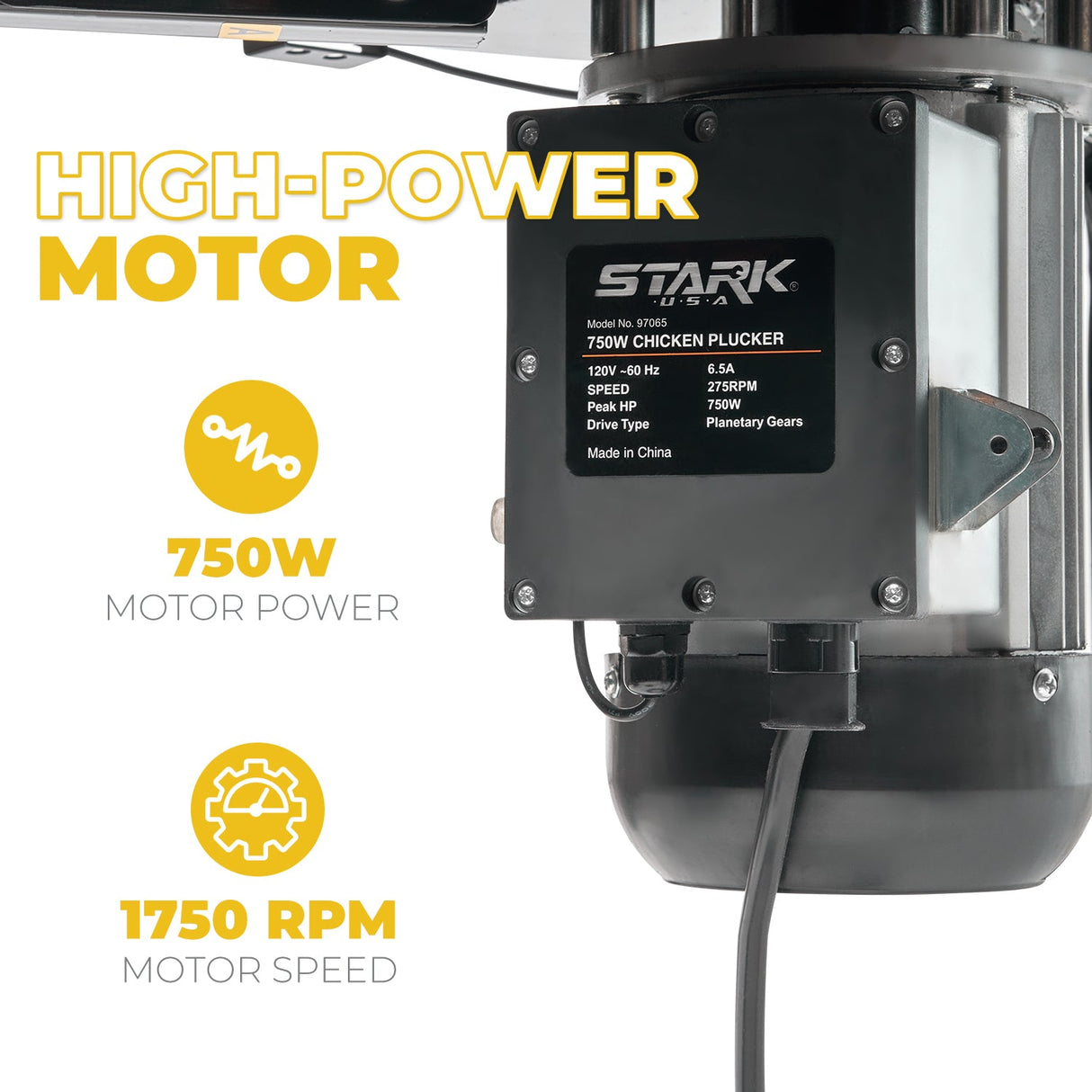 Stark USA 750W Chicken Plucker, 92 Natural Soft Fingers 20" Drum Stainless Steel