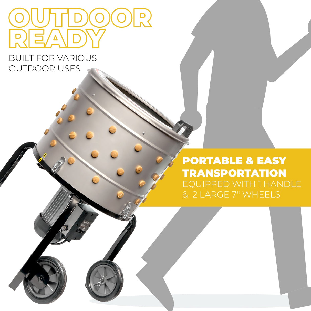 Stark USA 750W Chicken Plucker, 92 Natural Soft Fingers 20" Drum Stainless Steel