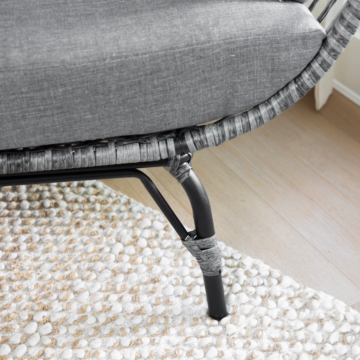 Barton Oversized Egg Chair Style Wicker Chair with Canopy & 4 Cushions