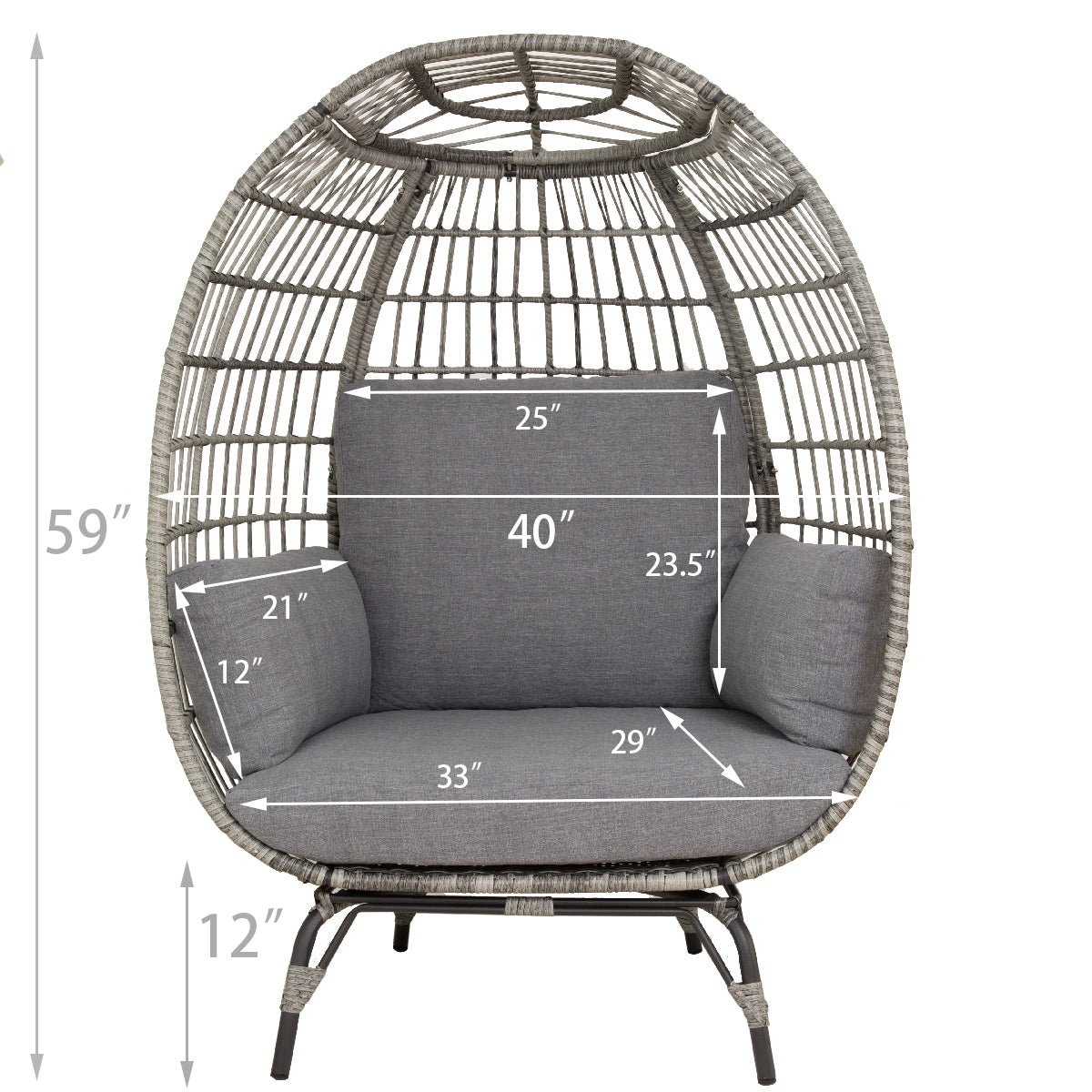 Barton Oversized Egg Chair Style Wicker Chair with Canopy & 4 Cushions