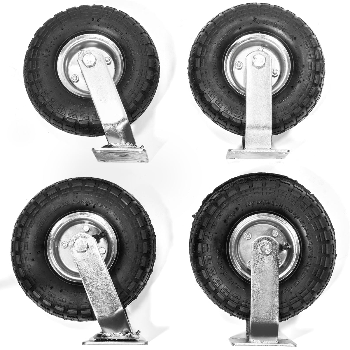 XtremepowerUS 4pcs 10" Pneumatic Air Tire Wheel 2 Rigid + 2 Swivel Farm Cart