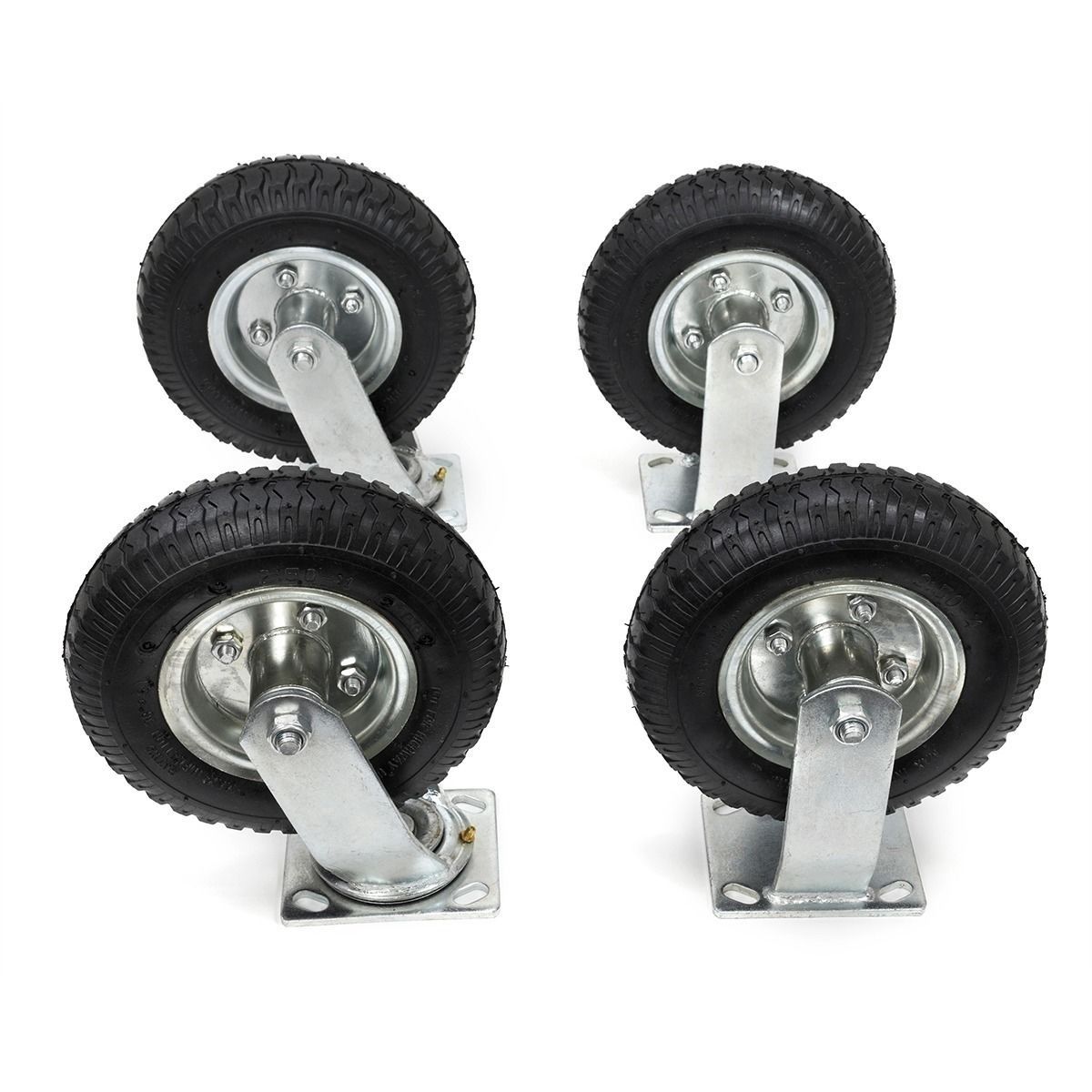 XtremepowerUS 4Pcs 8" Pneumatic Air Tire Wheel 2 Rigid + 2 Swivel HD Farm Cart