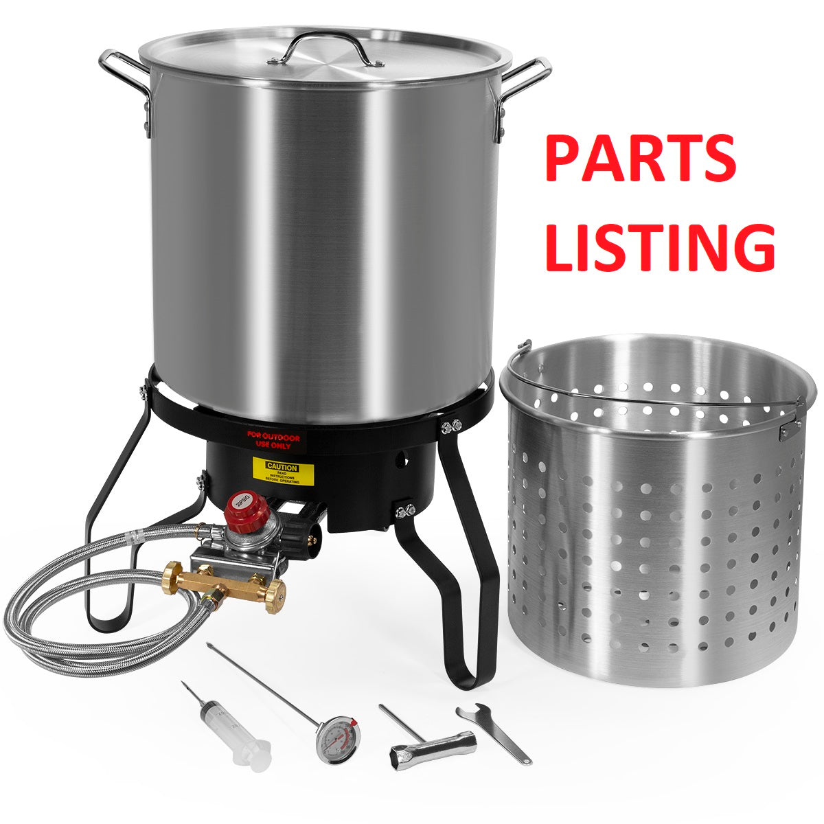 99905 ALL PURPOSE ALUMINUM BASKET POT 52QT W/ BURNER - BARTON PARTS LITING