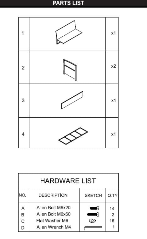 97041 DECK BOX BENCH CHAIR WITH PAD , BLACK CRAWFORD B4L-001 PARTS LISTING