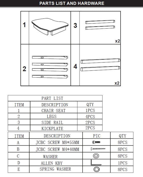 94035 Z*COUNTER SADDLE STOOL 24'' ISABEL (SET OF TWO) BARTON LINE PARTS LISTING