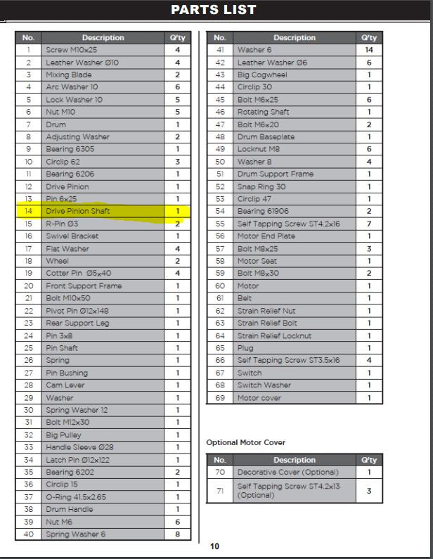 P67008 #14 drive pinion shaft