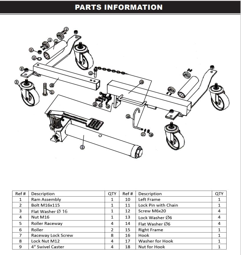 25999 Wheel Dolly PARTS LISTING